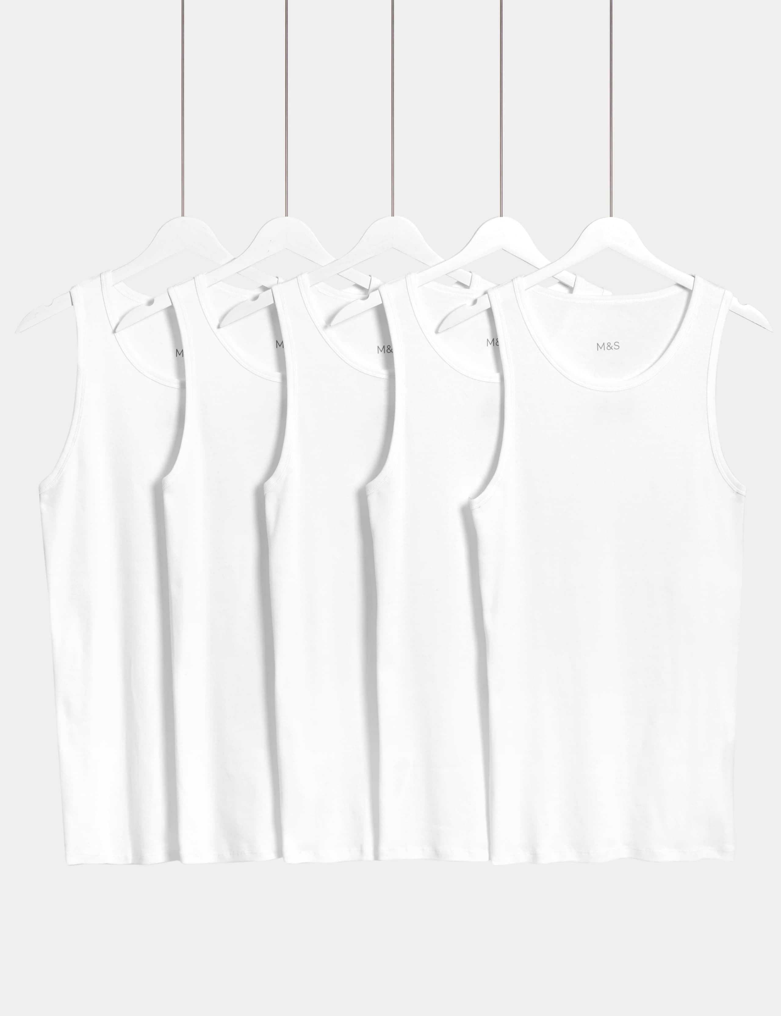 5 Pack Essential Cotton Sleeveless Vests 2 of 2