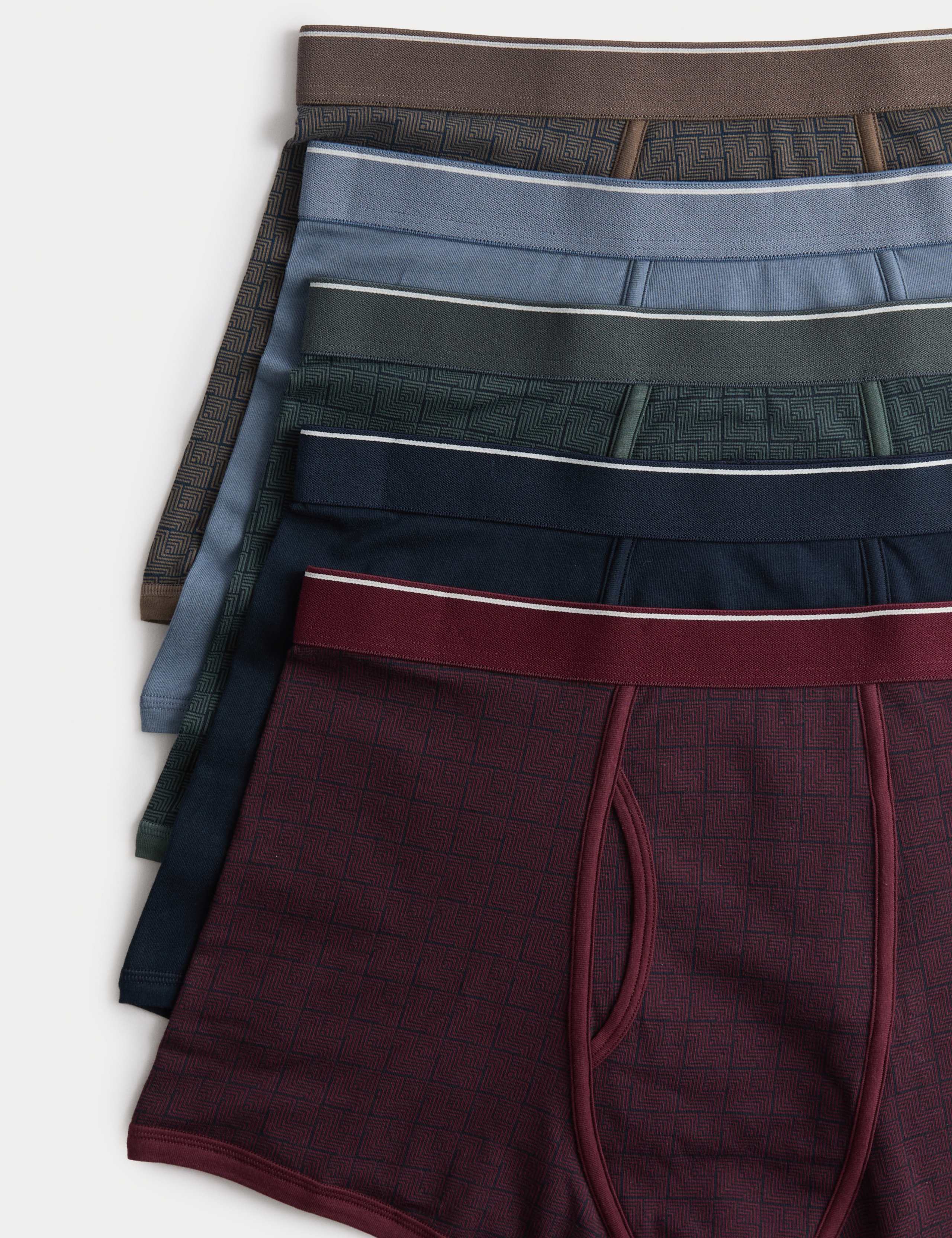 5 Pack Cotton Stretch Tile Print Trunks 2 of 2