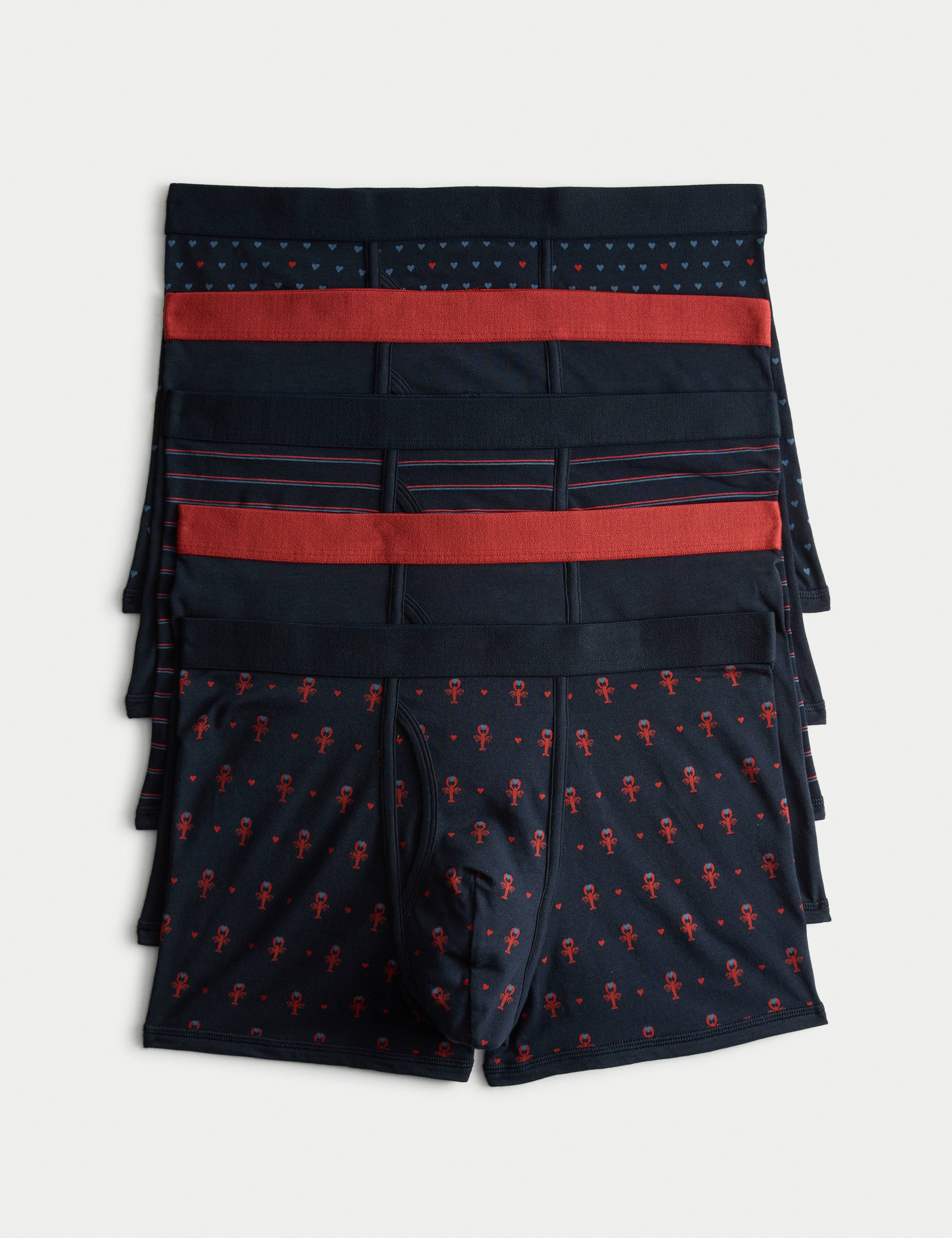 5 Pack Cotton Rich Cool & Fresh™ Valentines Trunks 1 of 2