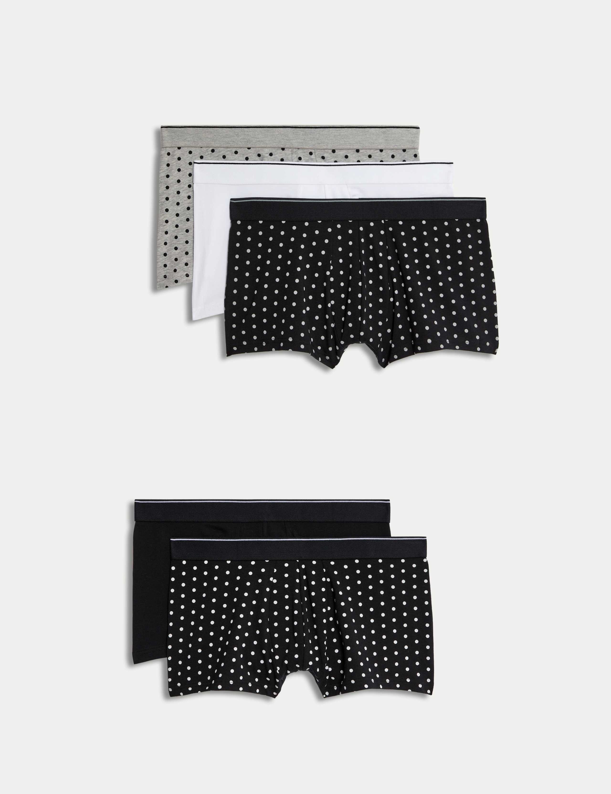 5pk Cotton Rich Polka Dot Print Hipsters 1 of 3