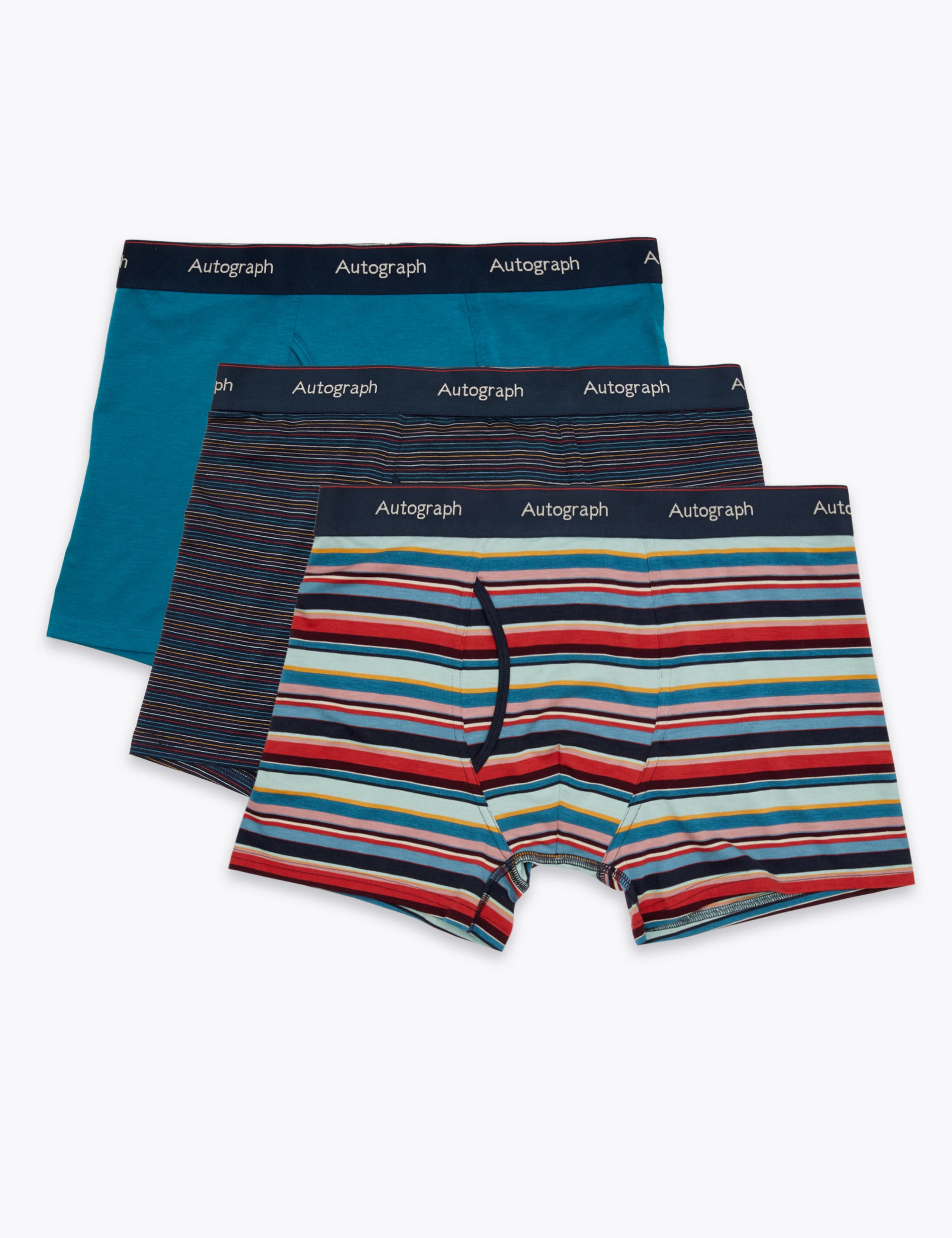 3pk Premium Cotton Striped Trunks 2 of 3