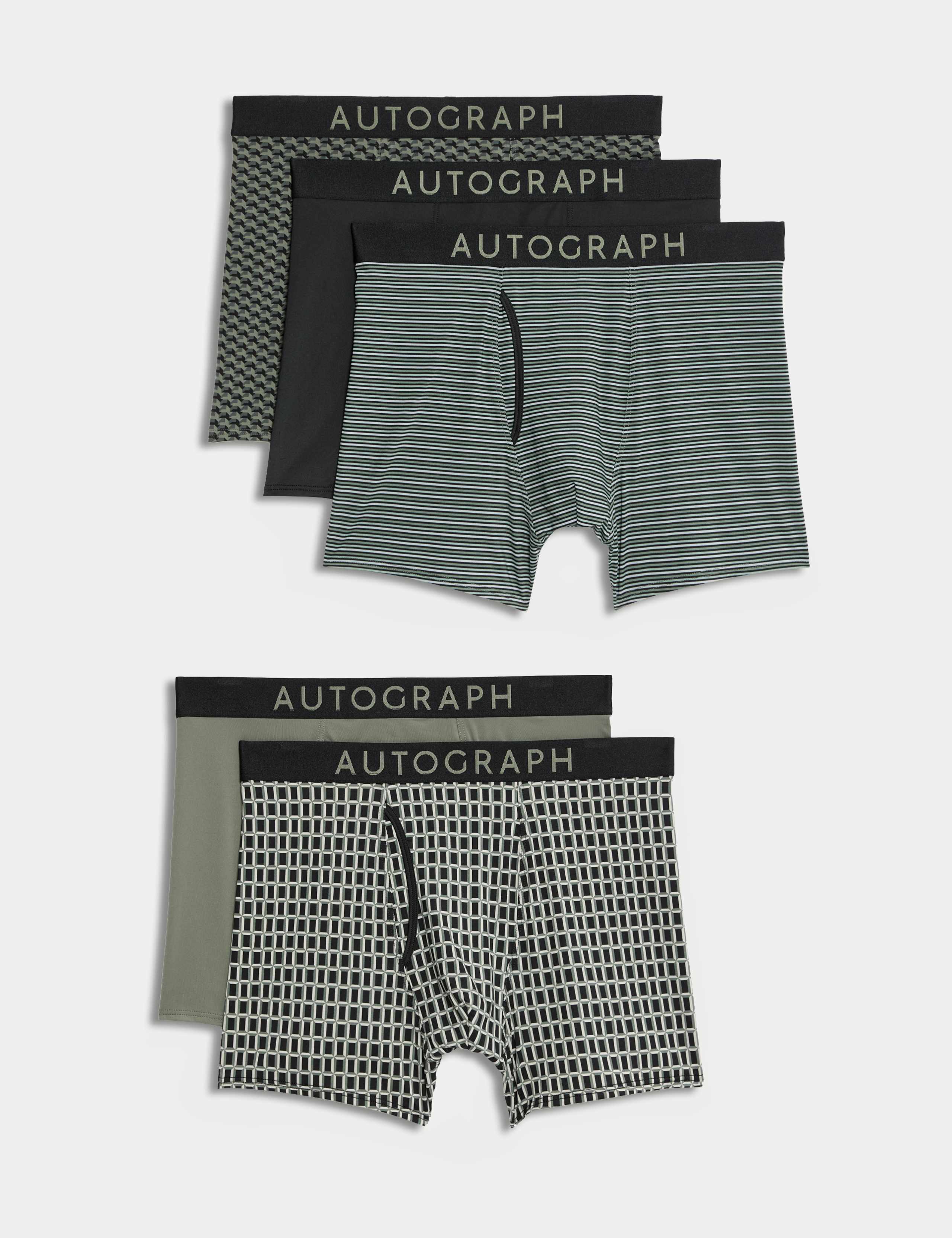 5 Pack Microskin Geometric Stretch Trunks 3 of 6