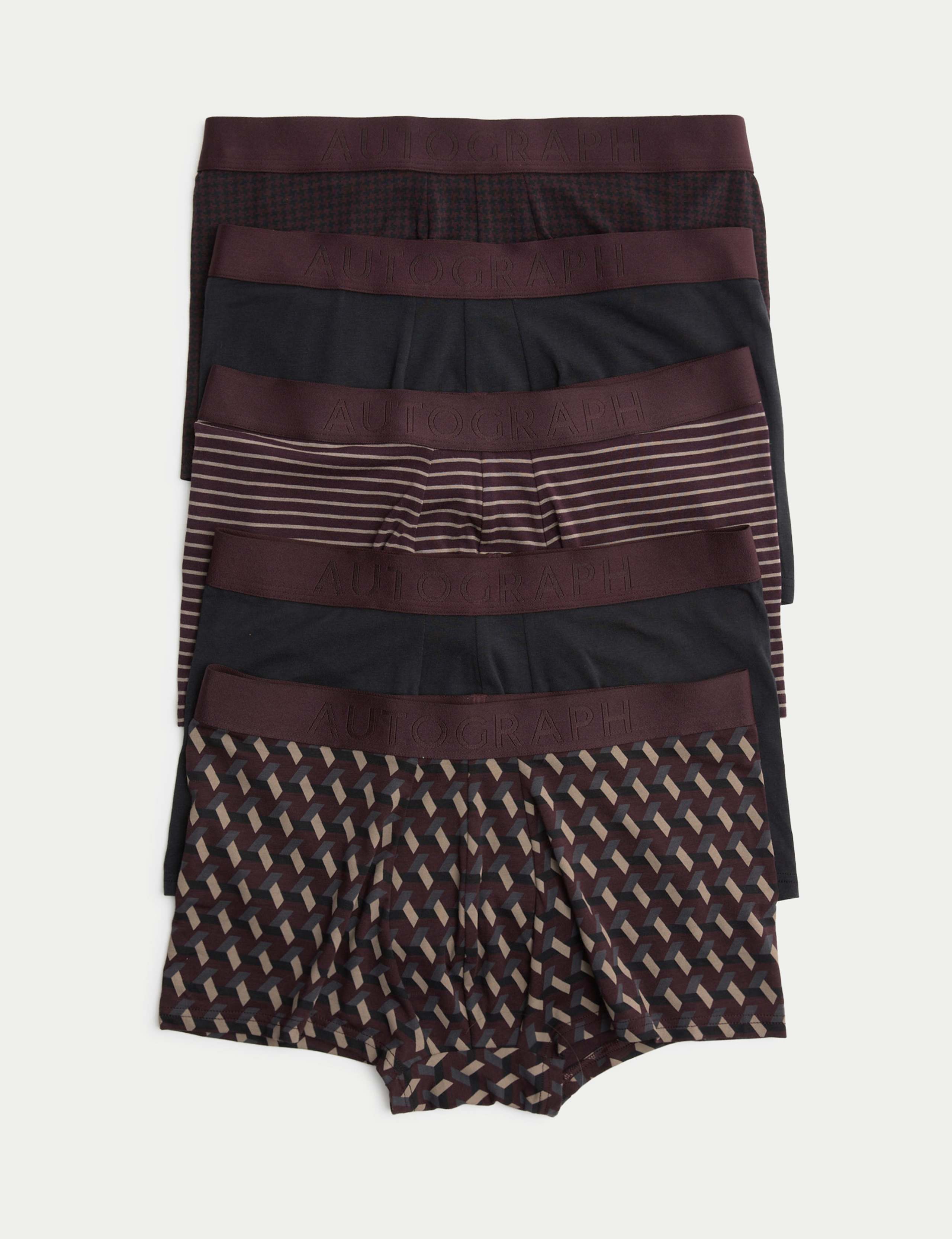 5 Pack Supima® Cotton Modal Stretch Printed Hipsters 1 of 2