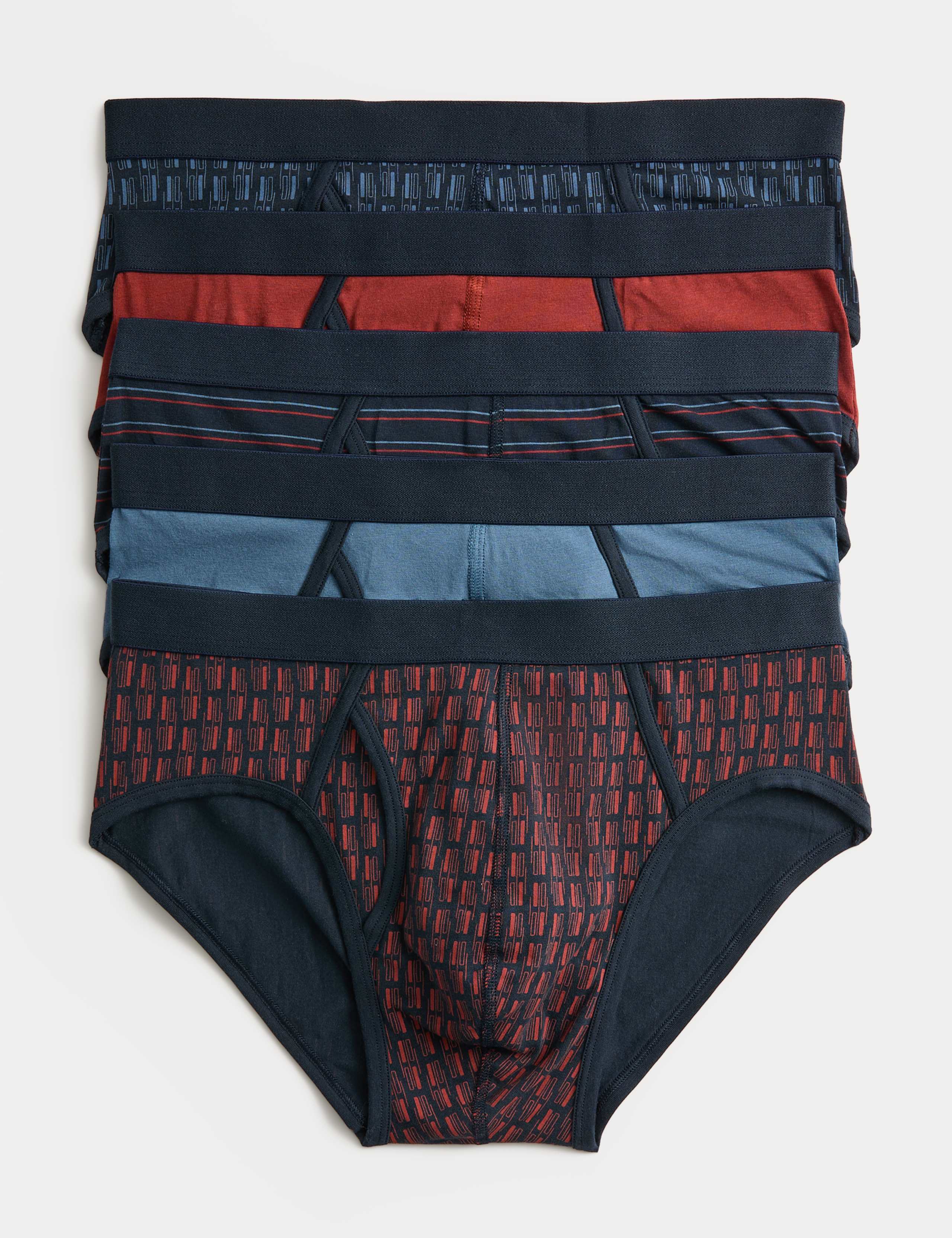 5pk Cotton Stretch Tile Print Briefs 1 of 2