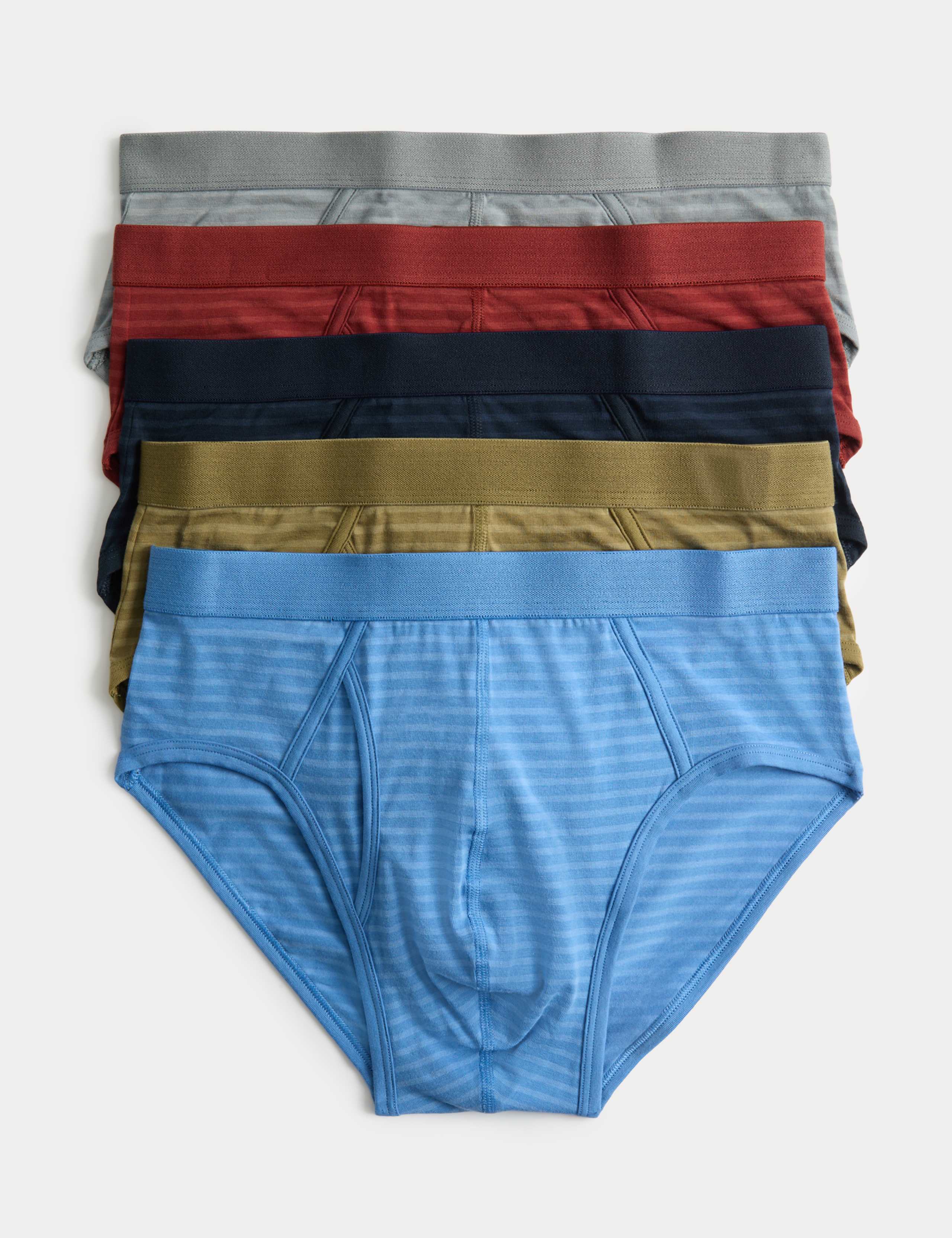 5 Pack Cotton Stretch Striped Briefs 1 of 2