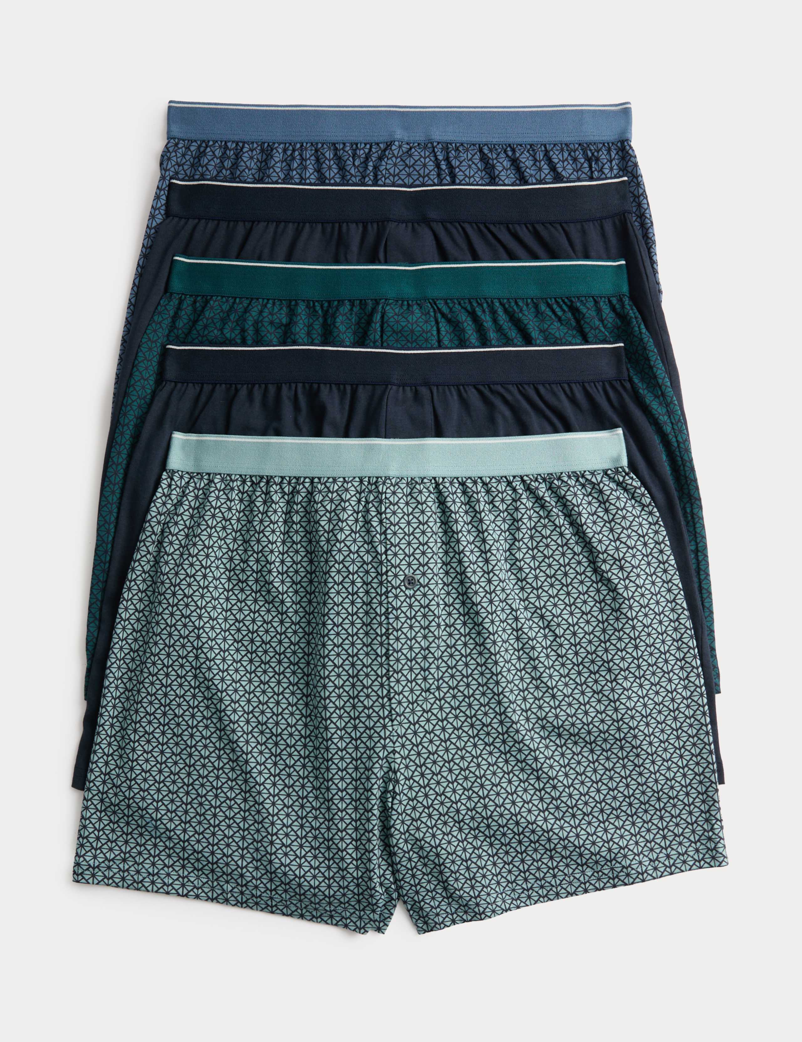 5 Pack Cotton Stretch Geometric Boxers 1 of 2