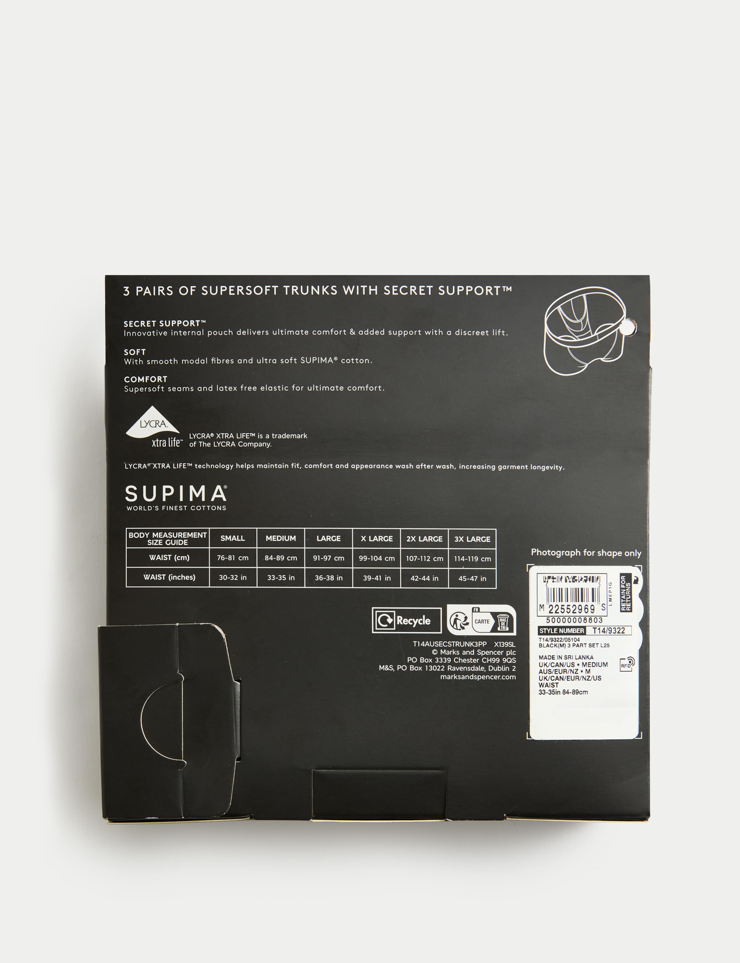 3pk Supima® Cotton Modal Secret Support™ Trunks 5 of 5