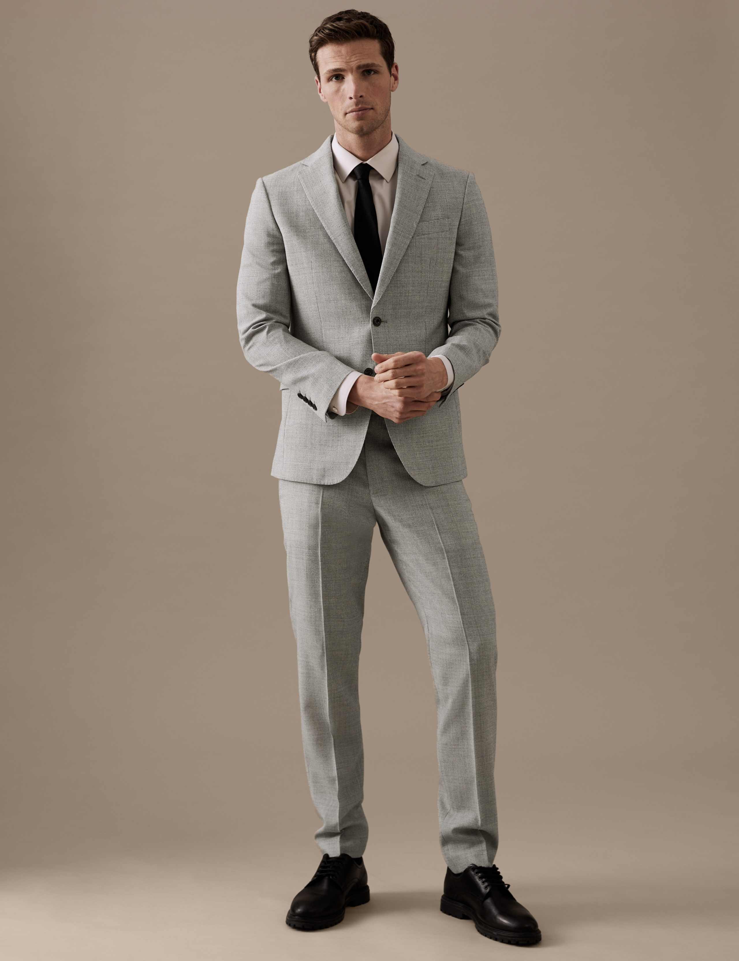 Tailored Fit Pure Wool Puppytooth Suit Jacket 3 of 8