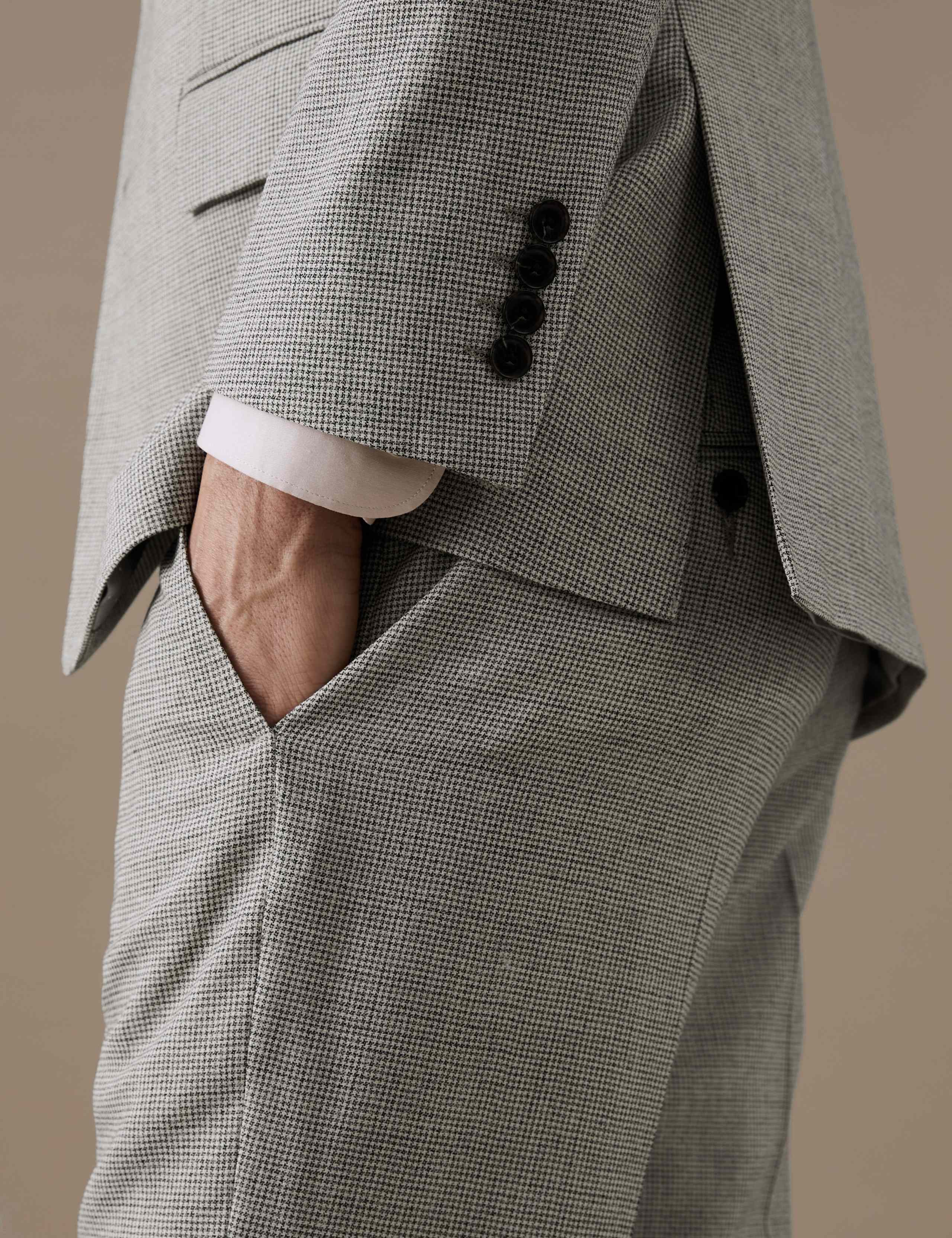 Tailored Fit Pure Wool Puppytooth Suit Jacket 4 of 8