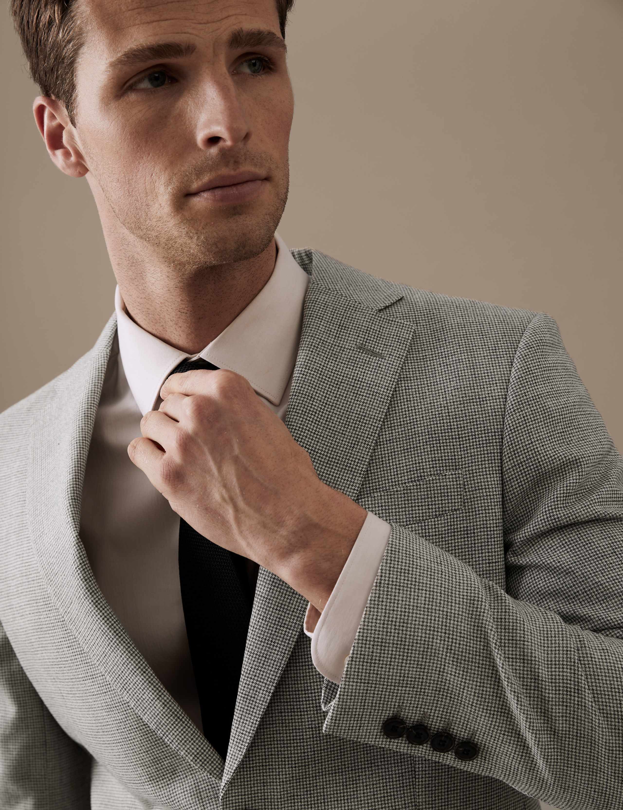 Tailored Fit Pure Wool Puppytooth Suit Jacket 5 of 8