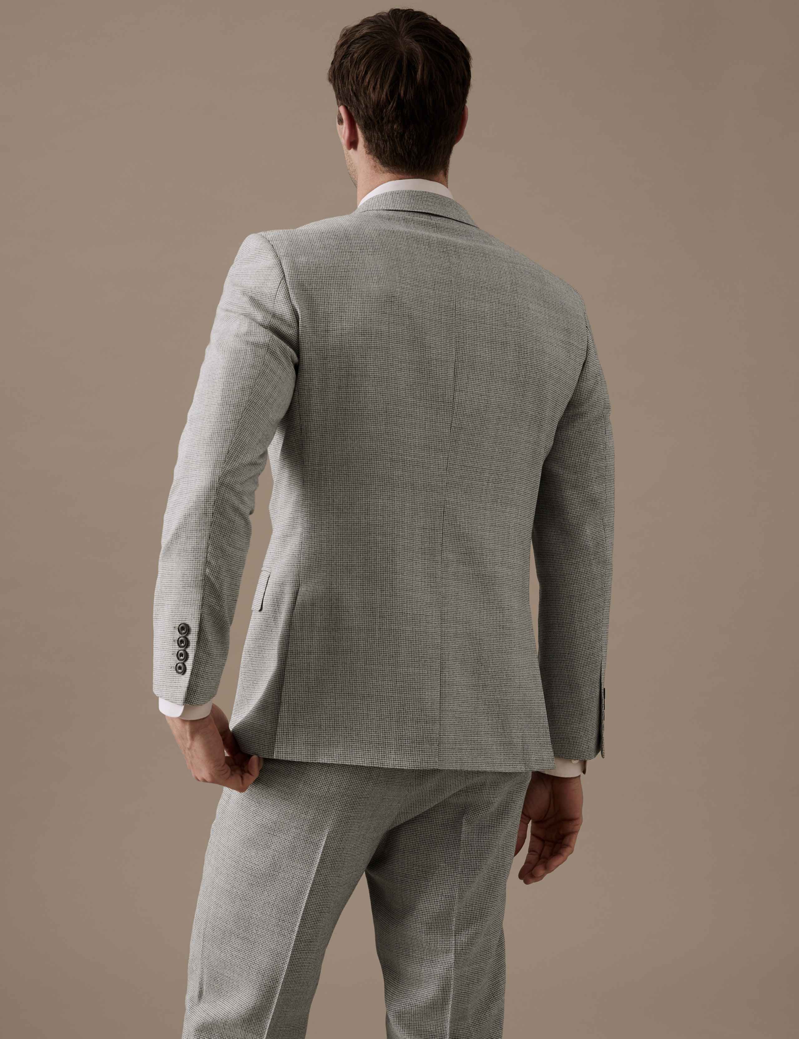 Tailored Fit Pure Wool Puppytooth Suit Jacket 6 of 8