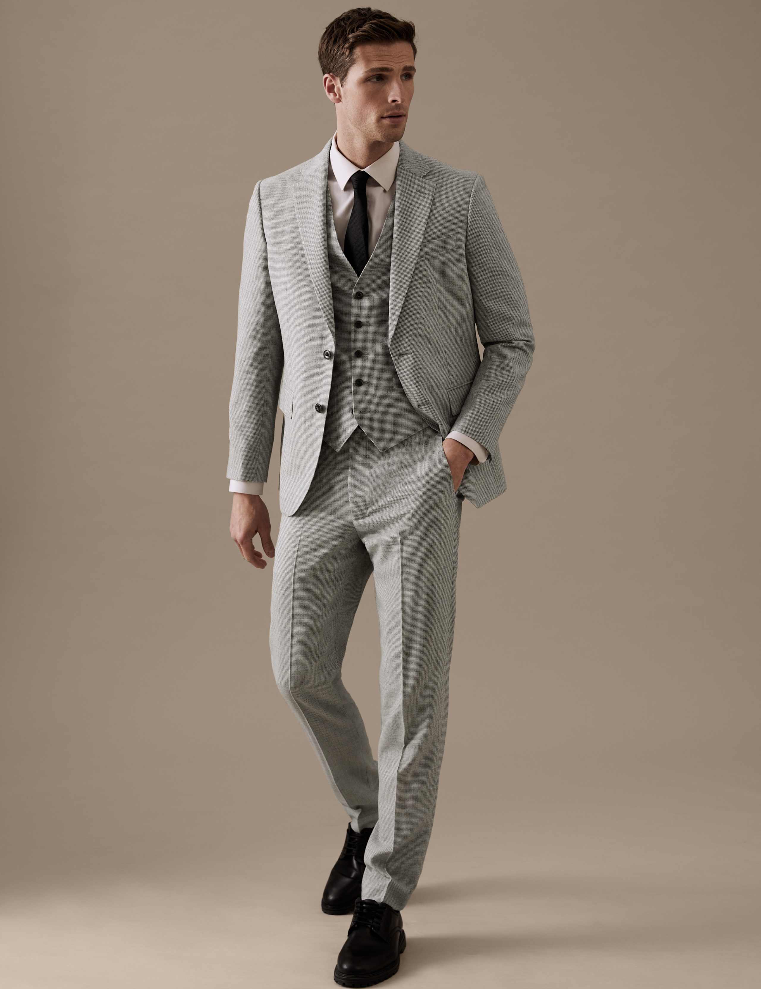 Tailored Fit Pure Wool Puppytooth Suit Jacket 7 of 8