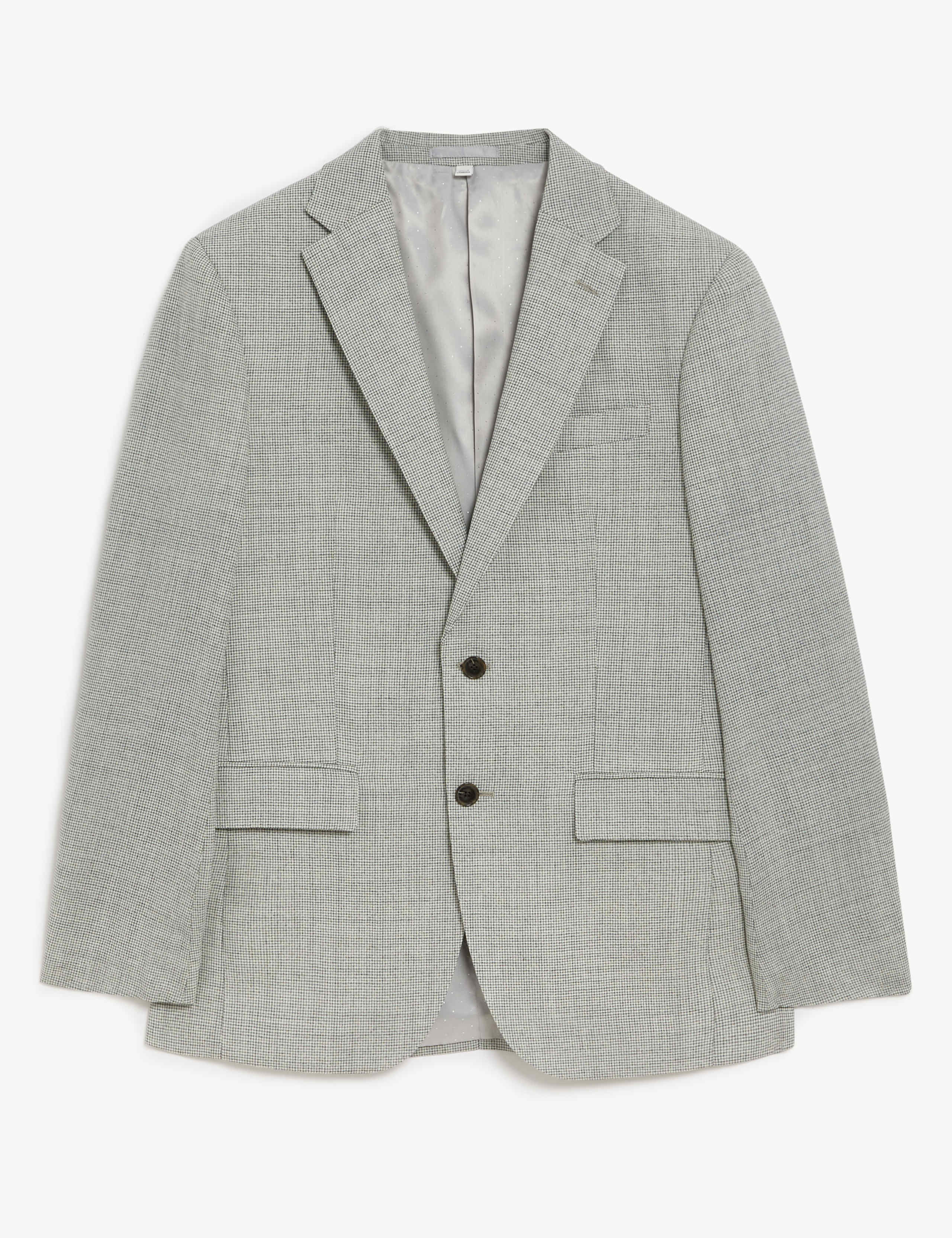 Tailored Fit Pure Wool Puppytooth Suit Jacket 2 of 8