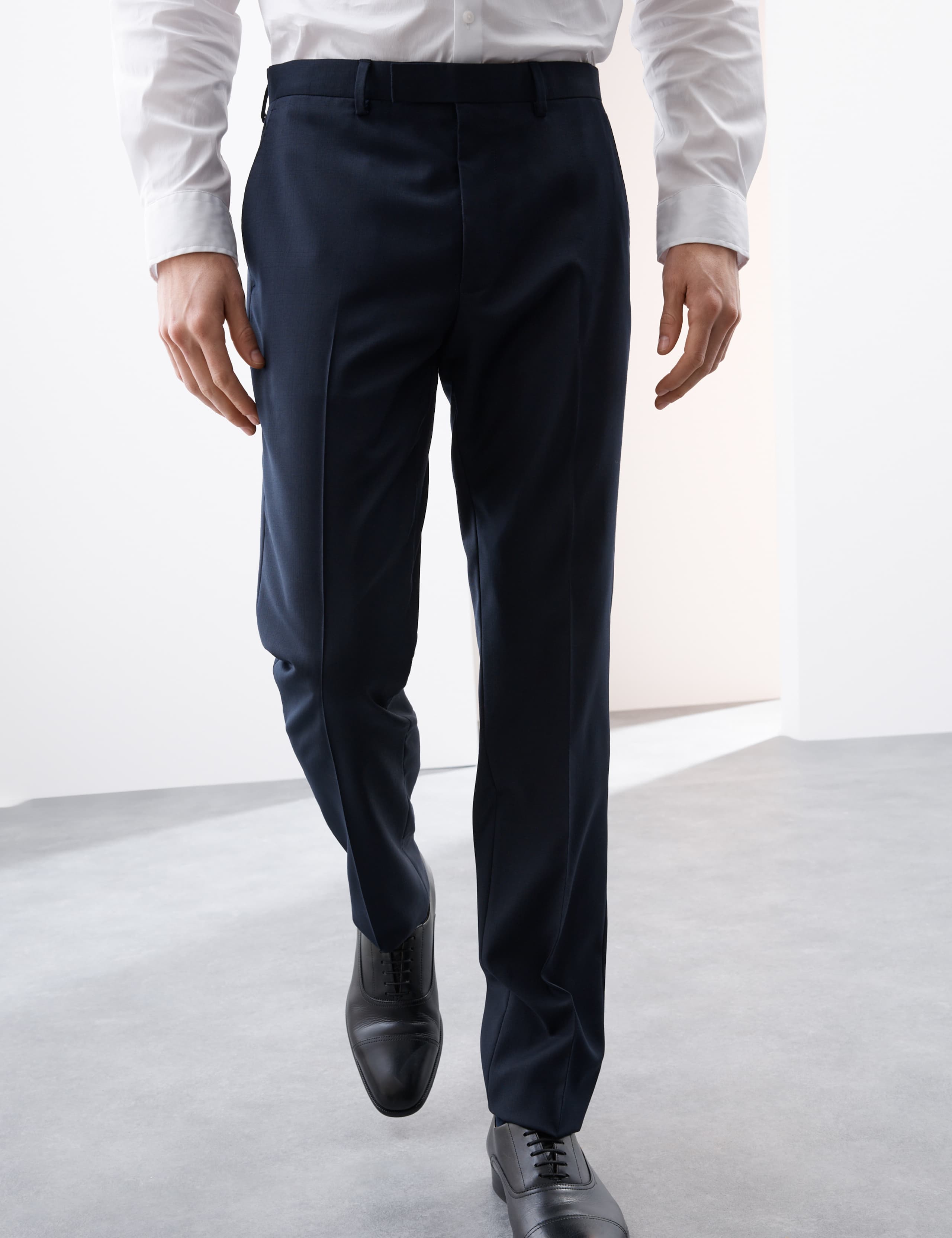 Tailored Fit Pure Wool Check Suit Trousers 4 of 8