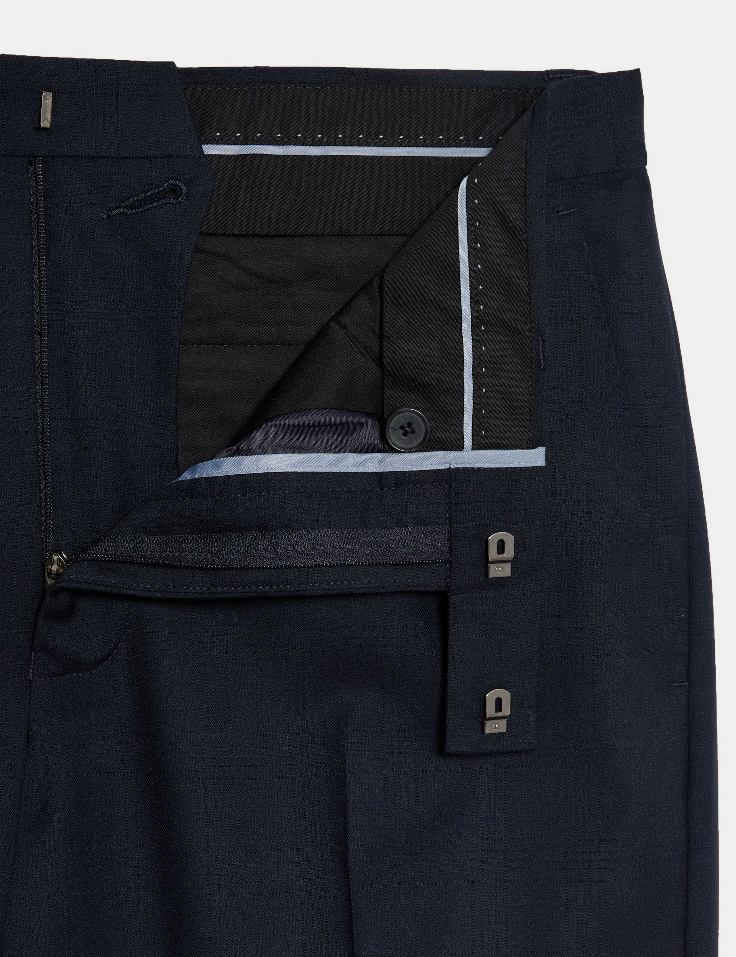 Tailored Fit Pure Wool Check Suit Trousers 8 of 8