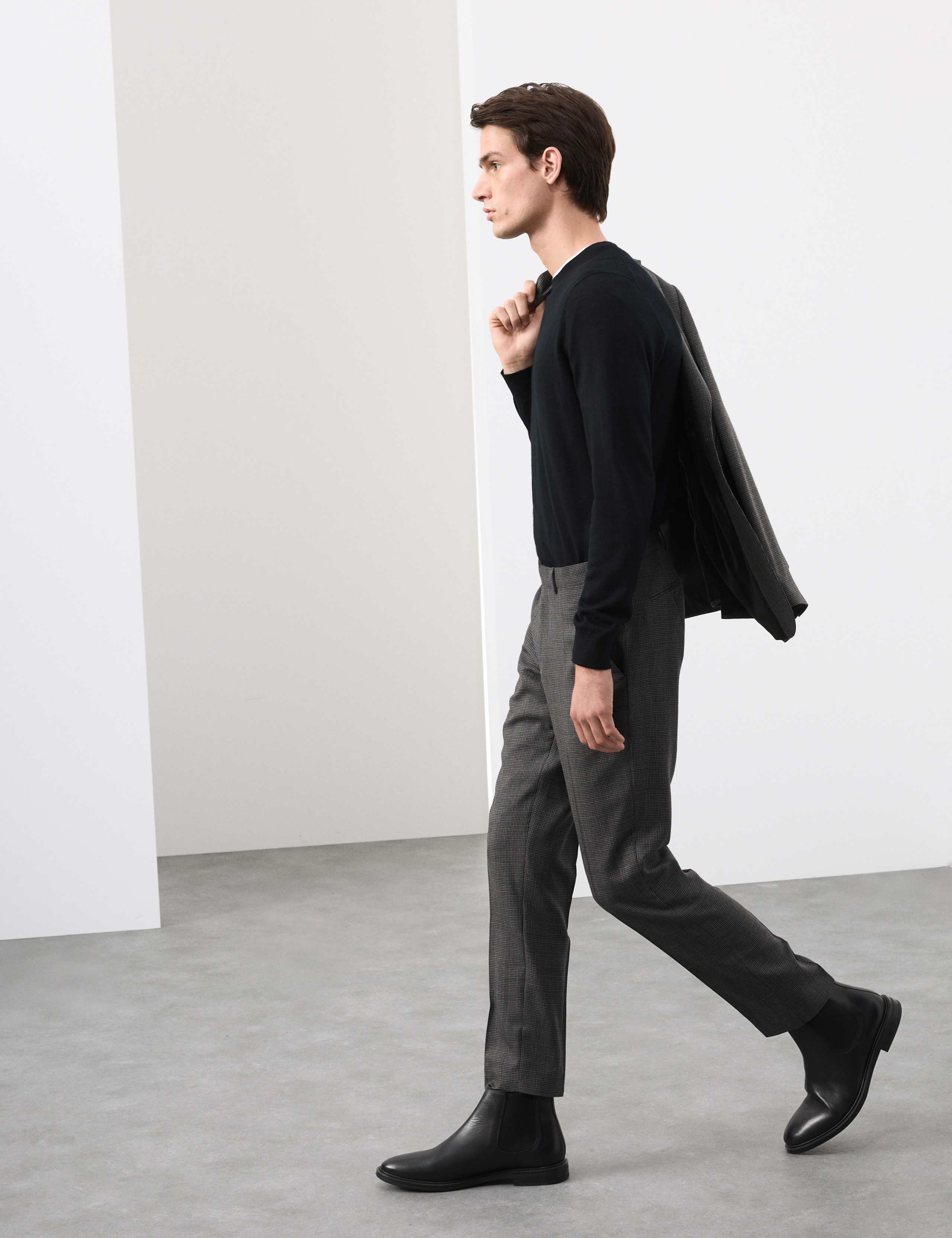 Tailored Fit Pure Wool Puppytooth Trousers 5 of 9