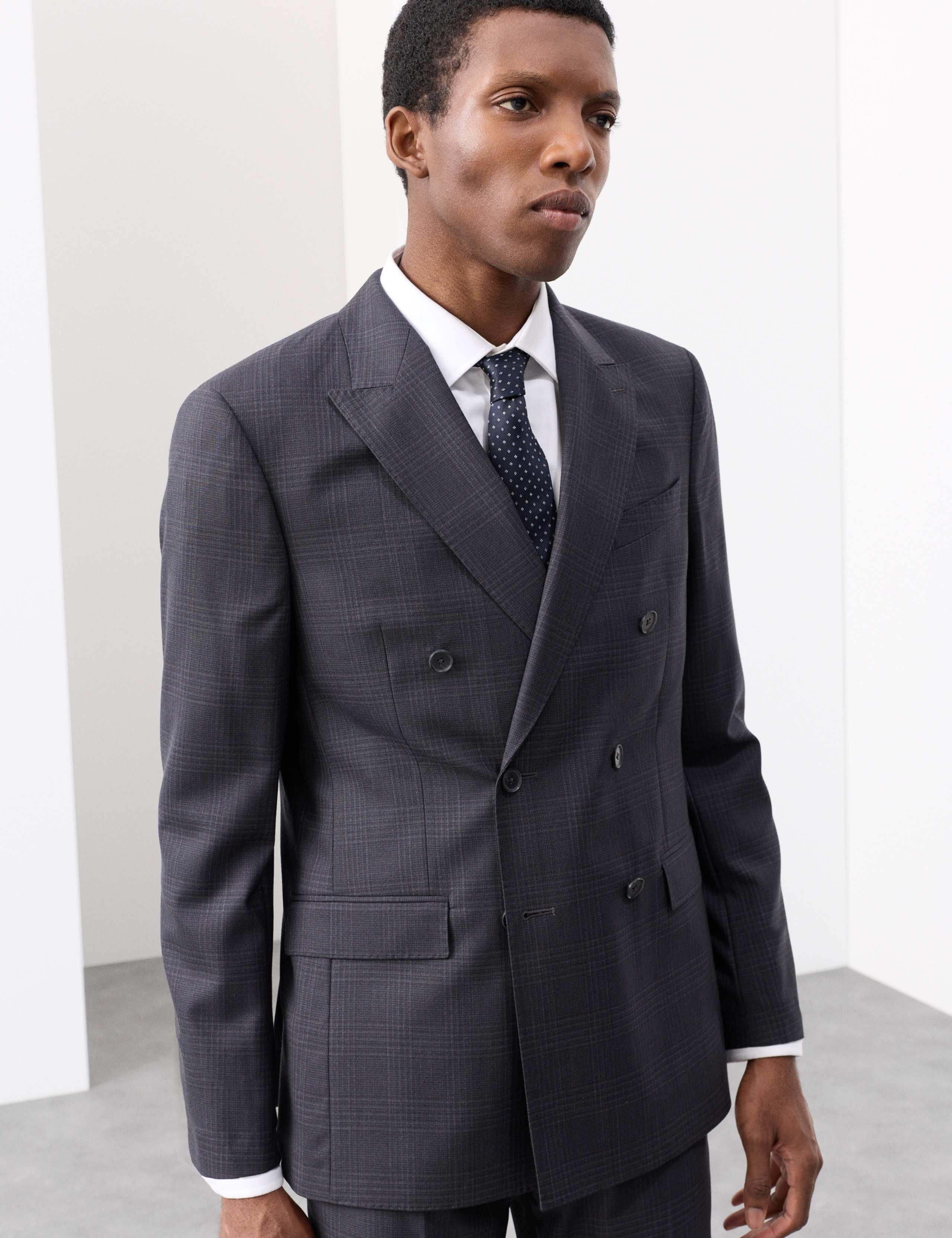 Pure Wool Double Breasted Check Jacket 4 of 8
