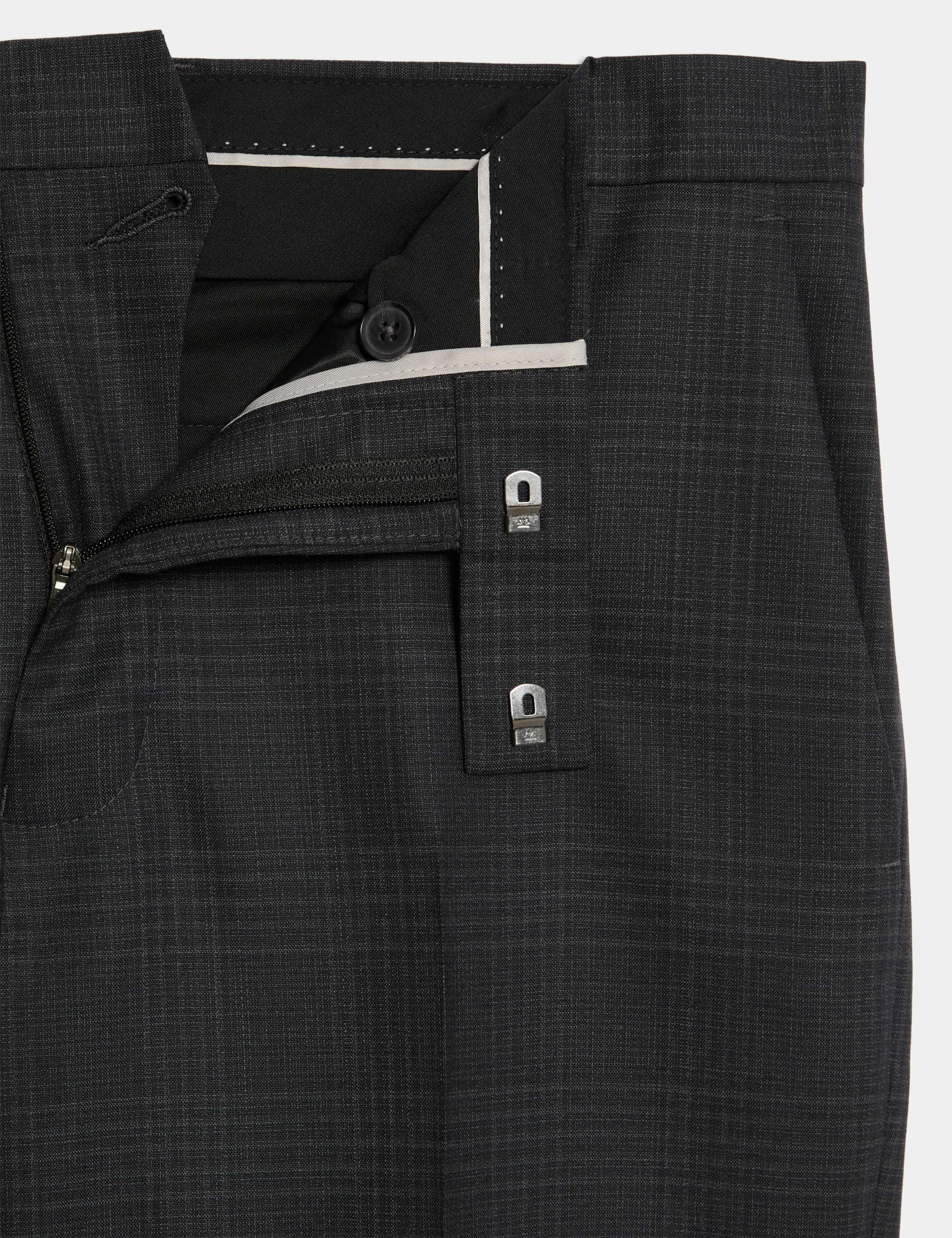 Tailored Fit Pure Wool Check Suit Trousers 2 of 2