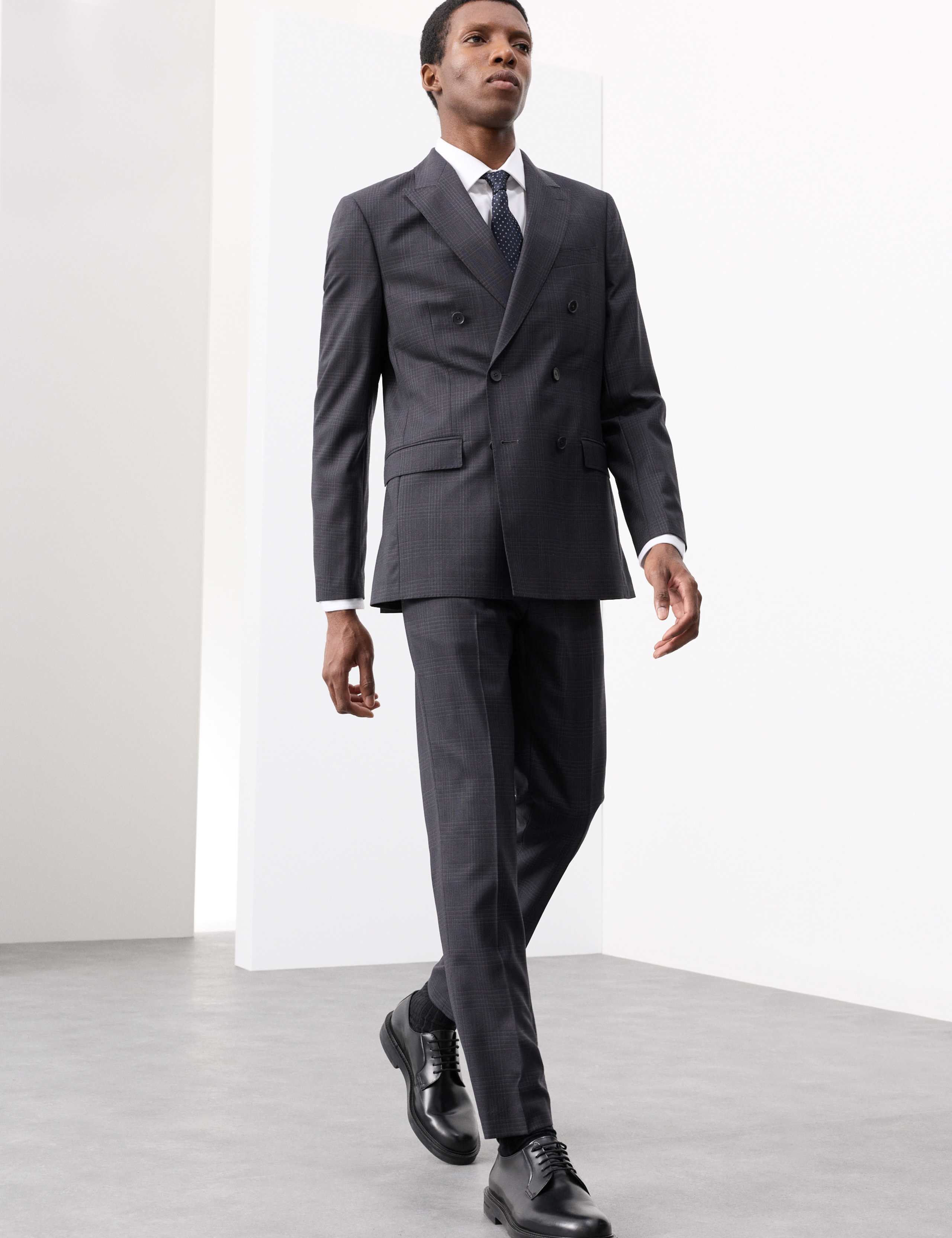 Tailored Fit Pure Wool Check Suit Trousers 4 of 8