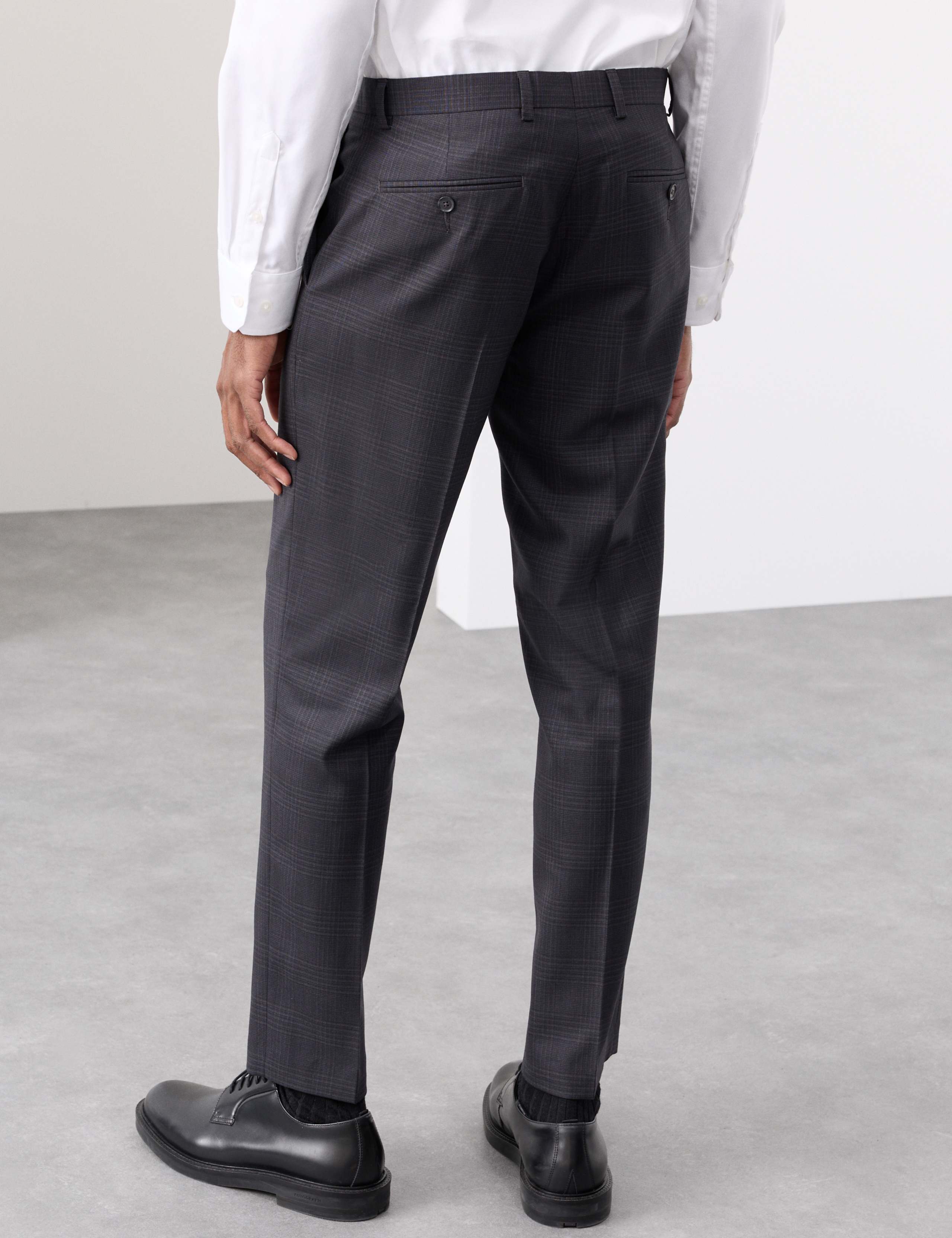 Tailored Fit Pure Wool Check Suit Trousers 5 of 8