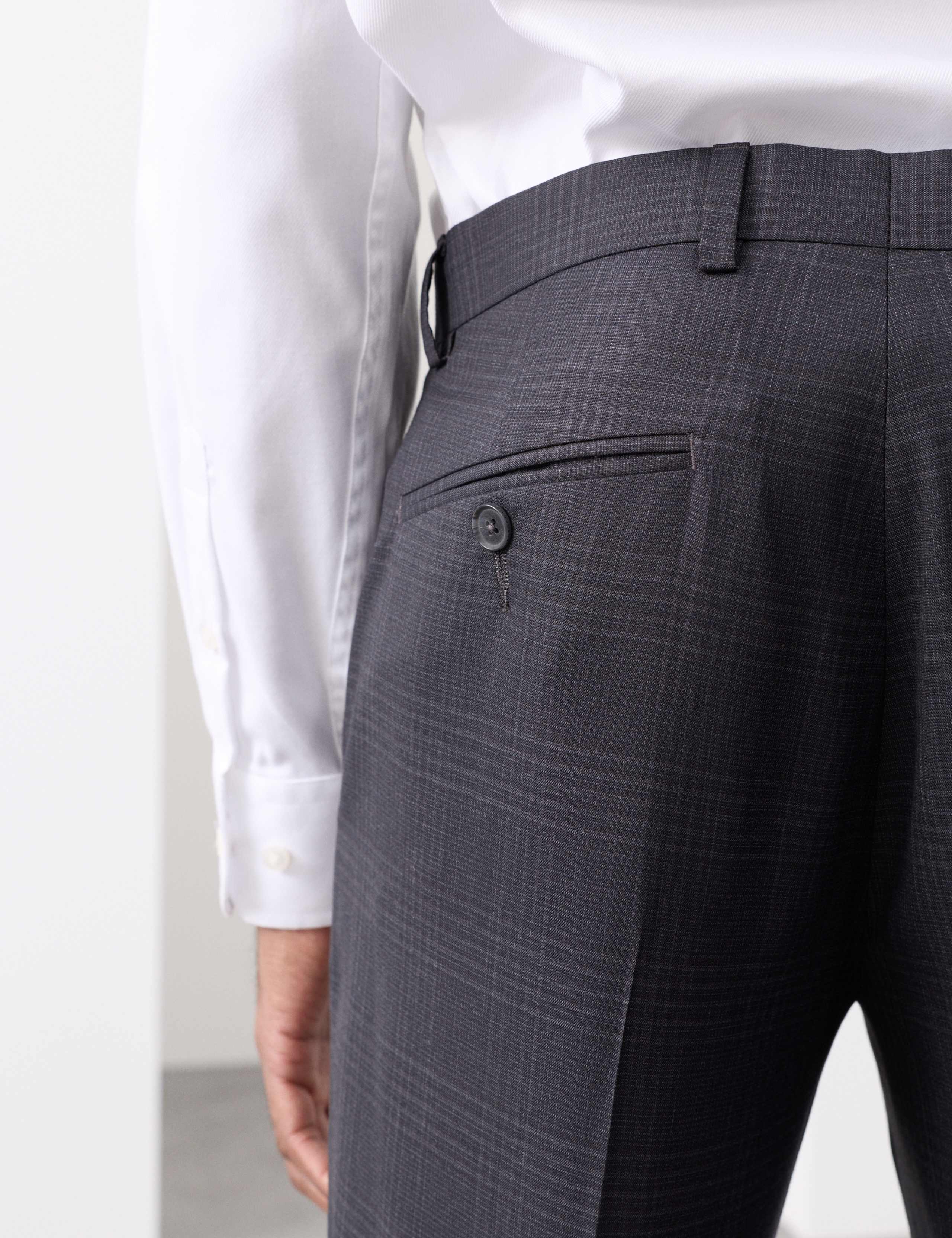 Tailored Fit Pure Wool Check Suit Trousers 8 of 8