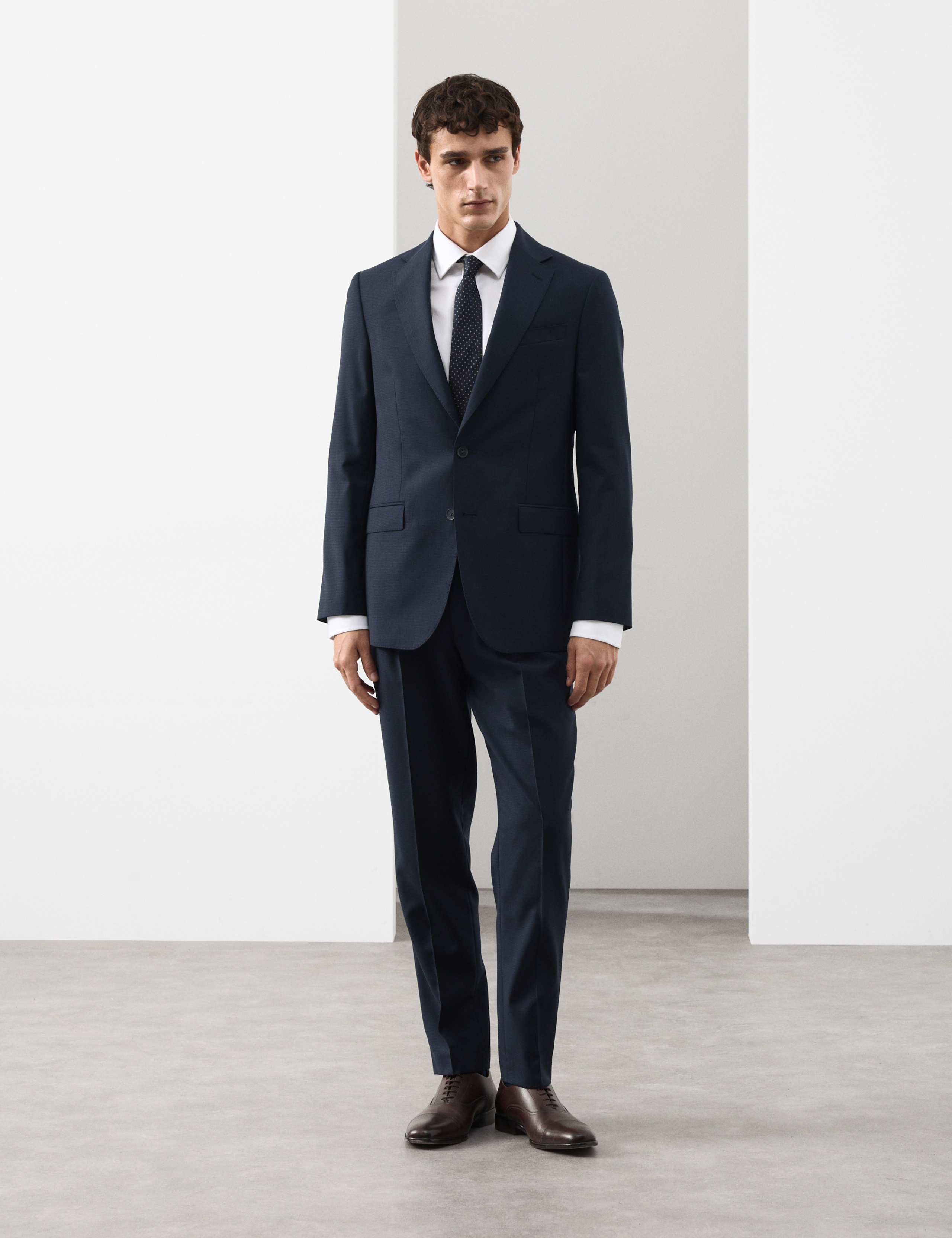 Tailored Fit Pure Wool Micro Check Trousers 3 of 6