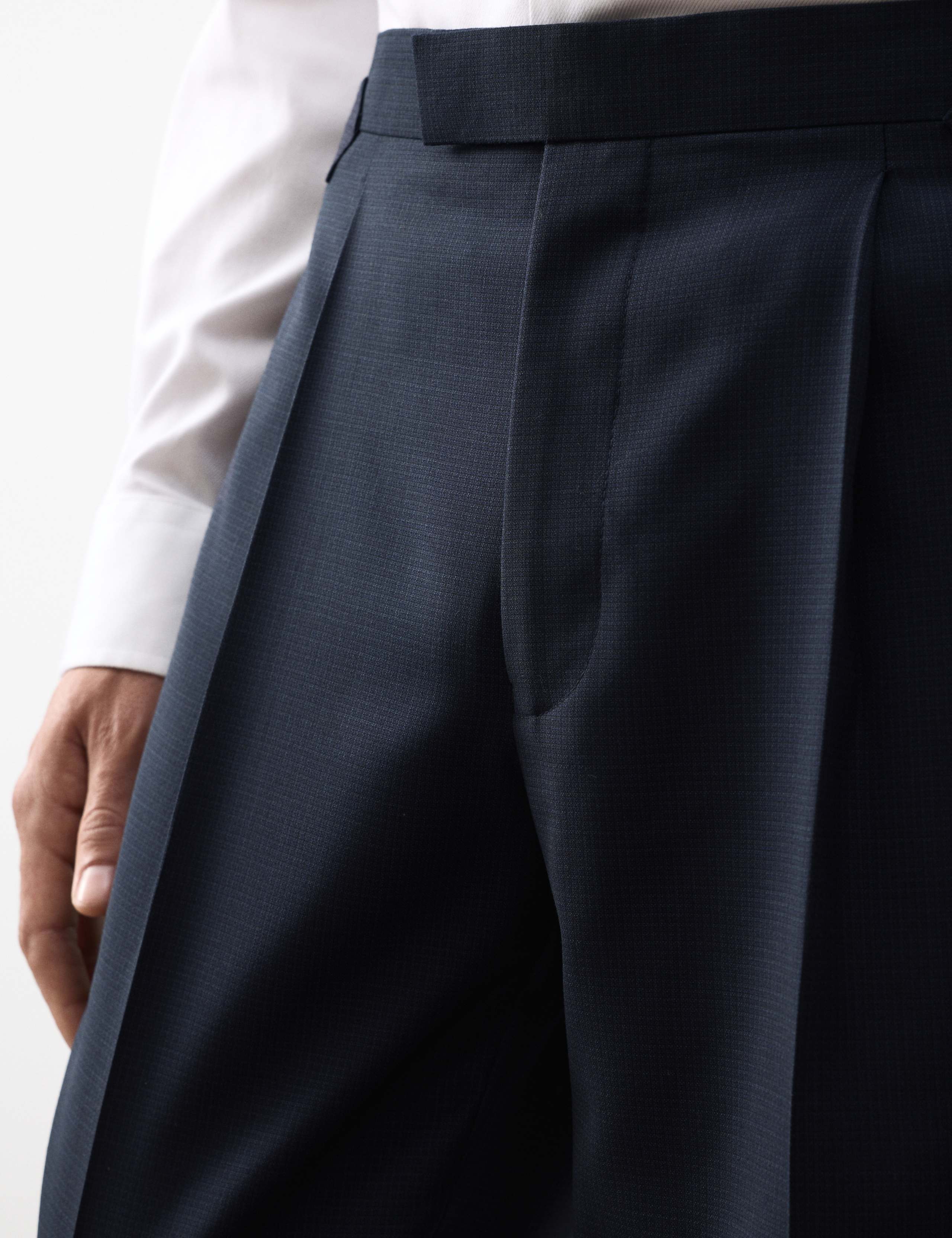 Tailored Fit Pure Wool Micro Check Trousers 4 of 6