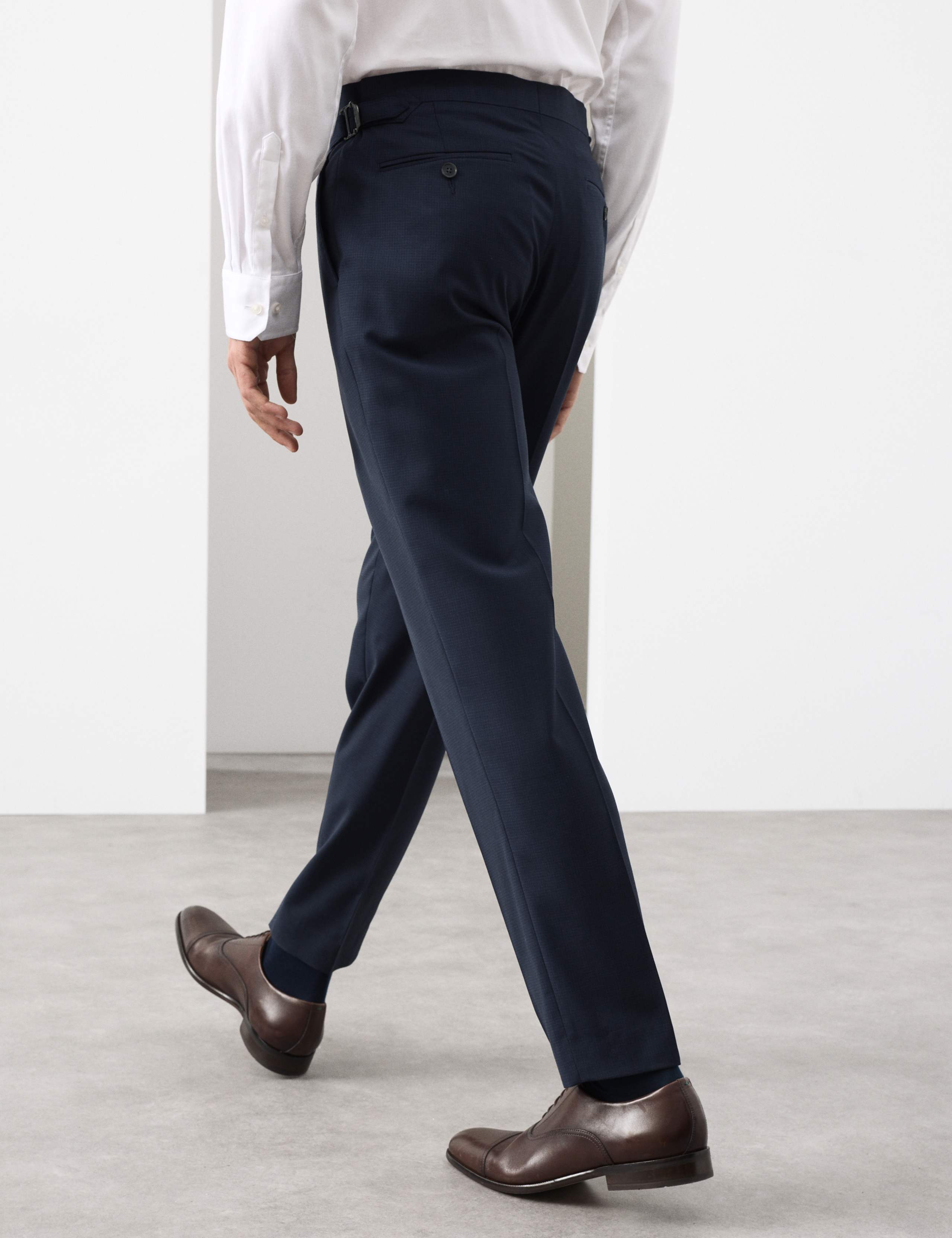 Tailored Fit Pure Wool Micro Check Trousers 5 of 6