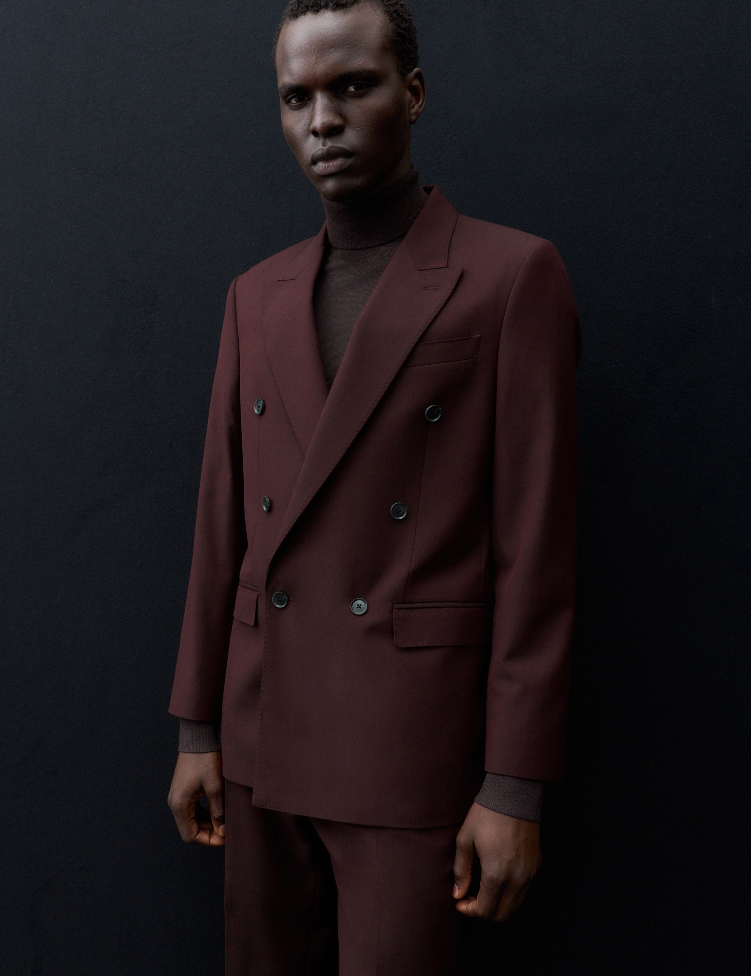 Merino Wool Rich Double Breasted Suit Jacket 4 of 7