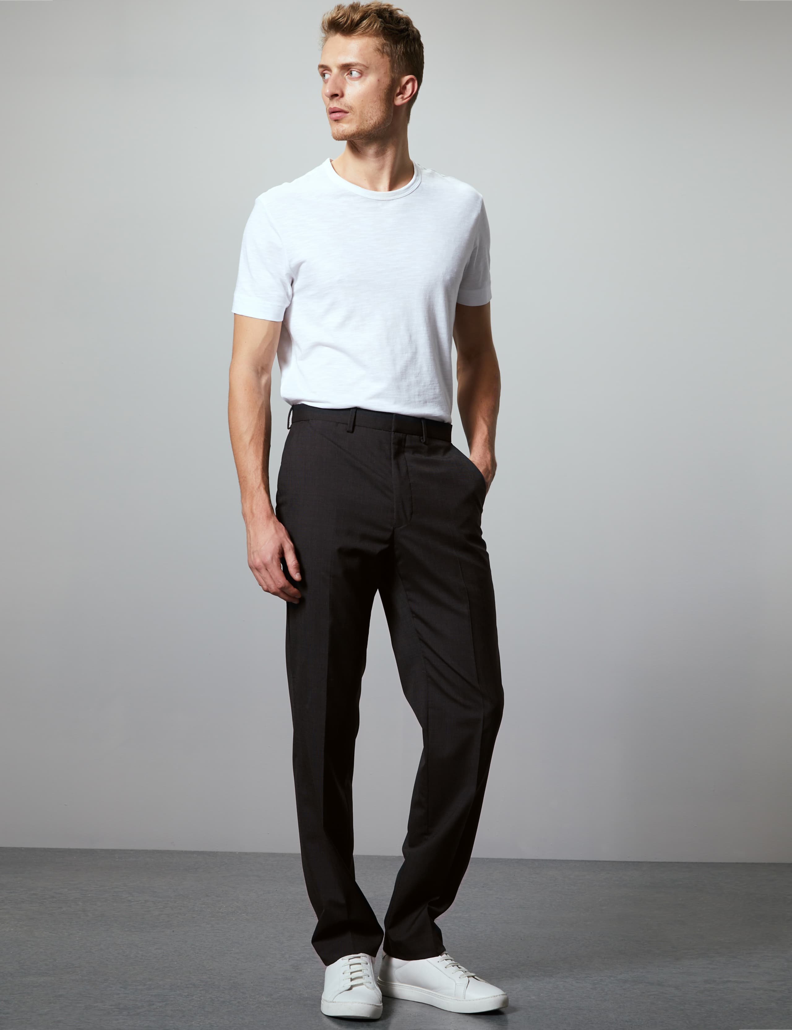 Charcoal Tailored Fit Italian Wool Trousers 1 of 4