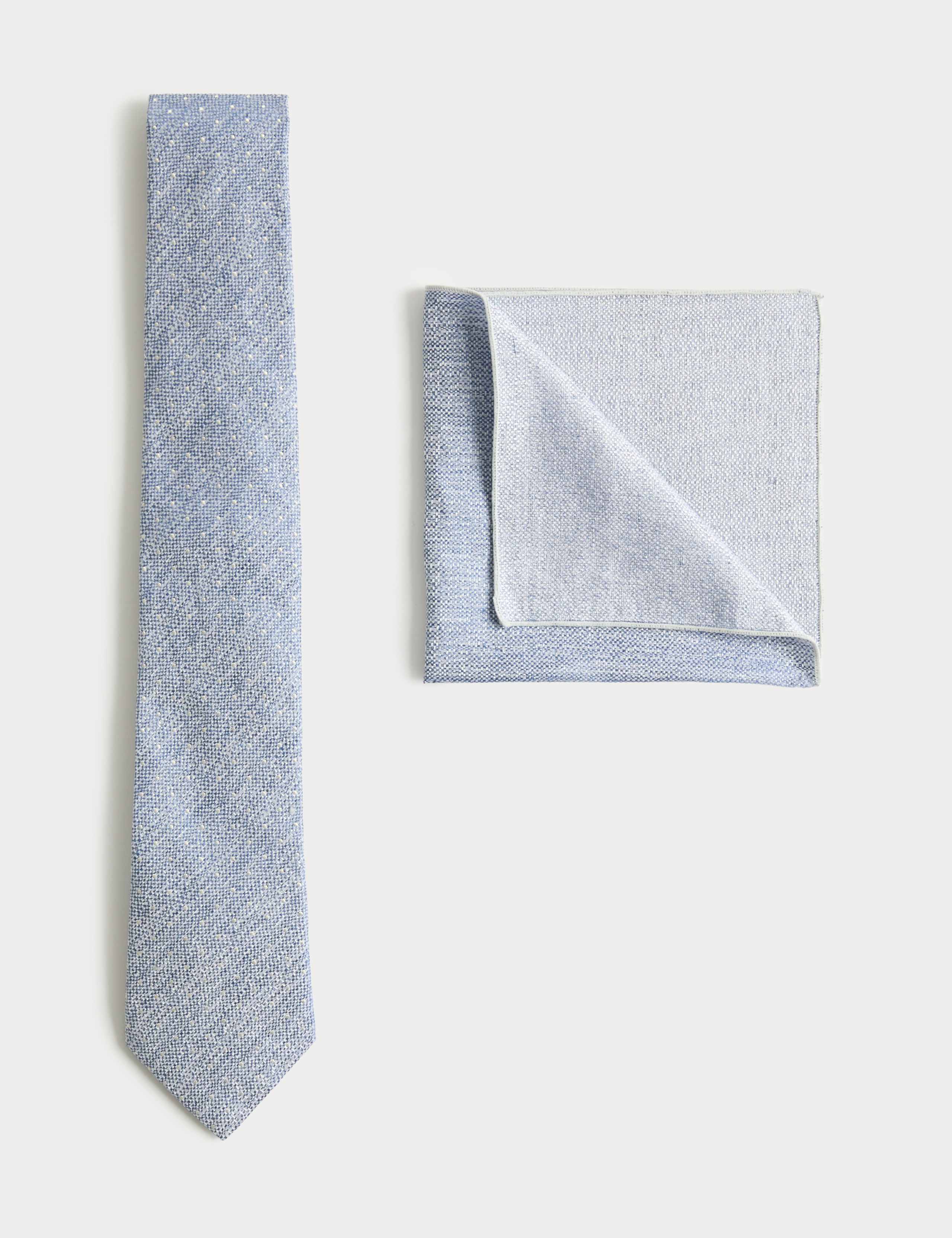 Silk Linen Polka Dot Tie & Handkerchief Set 1 of 1