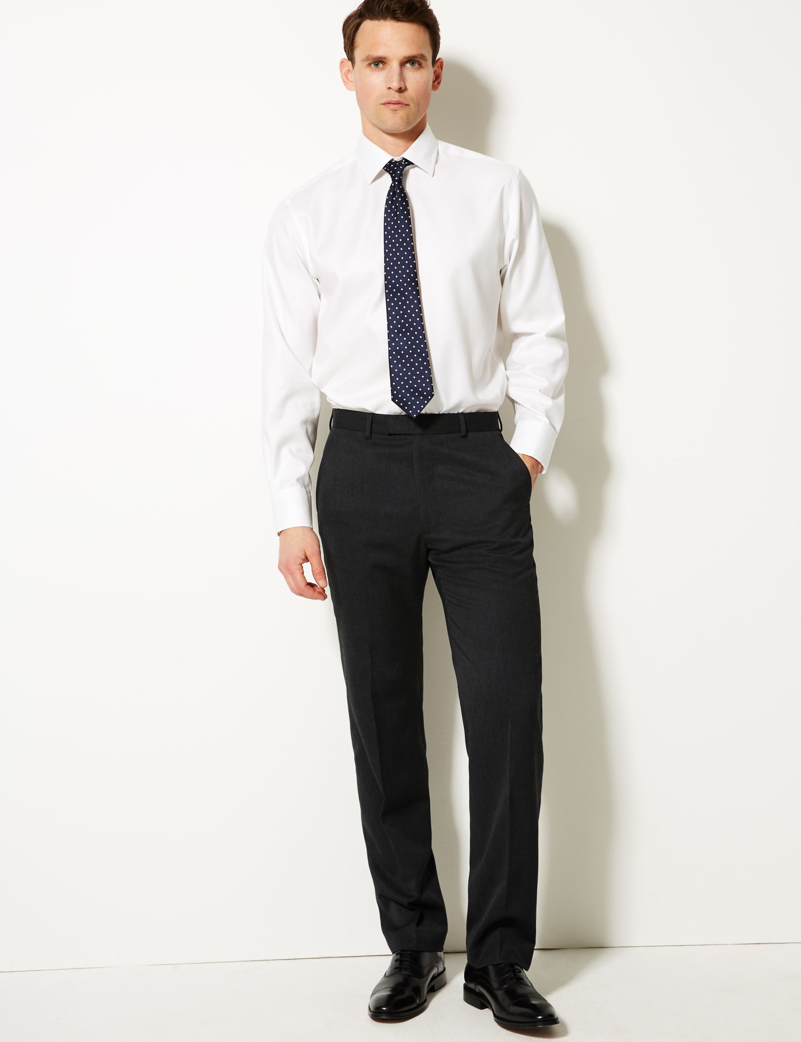 Charcoal Regular Fit Trousers 1 of 5