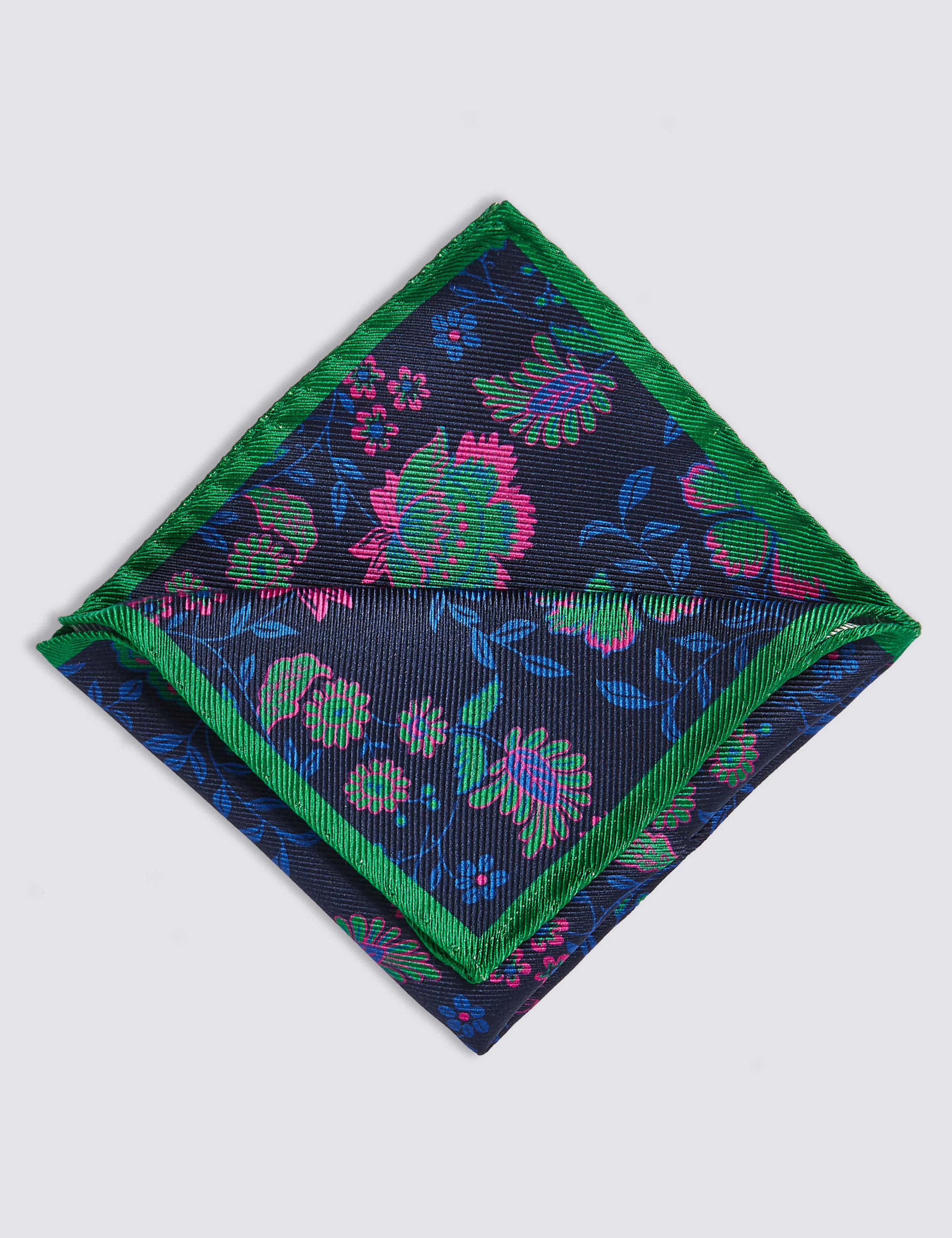 Pure Silk Floral Print Pocket Square 1 of 1