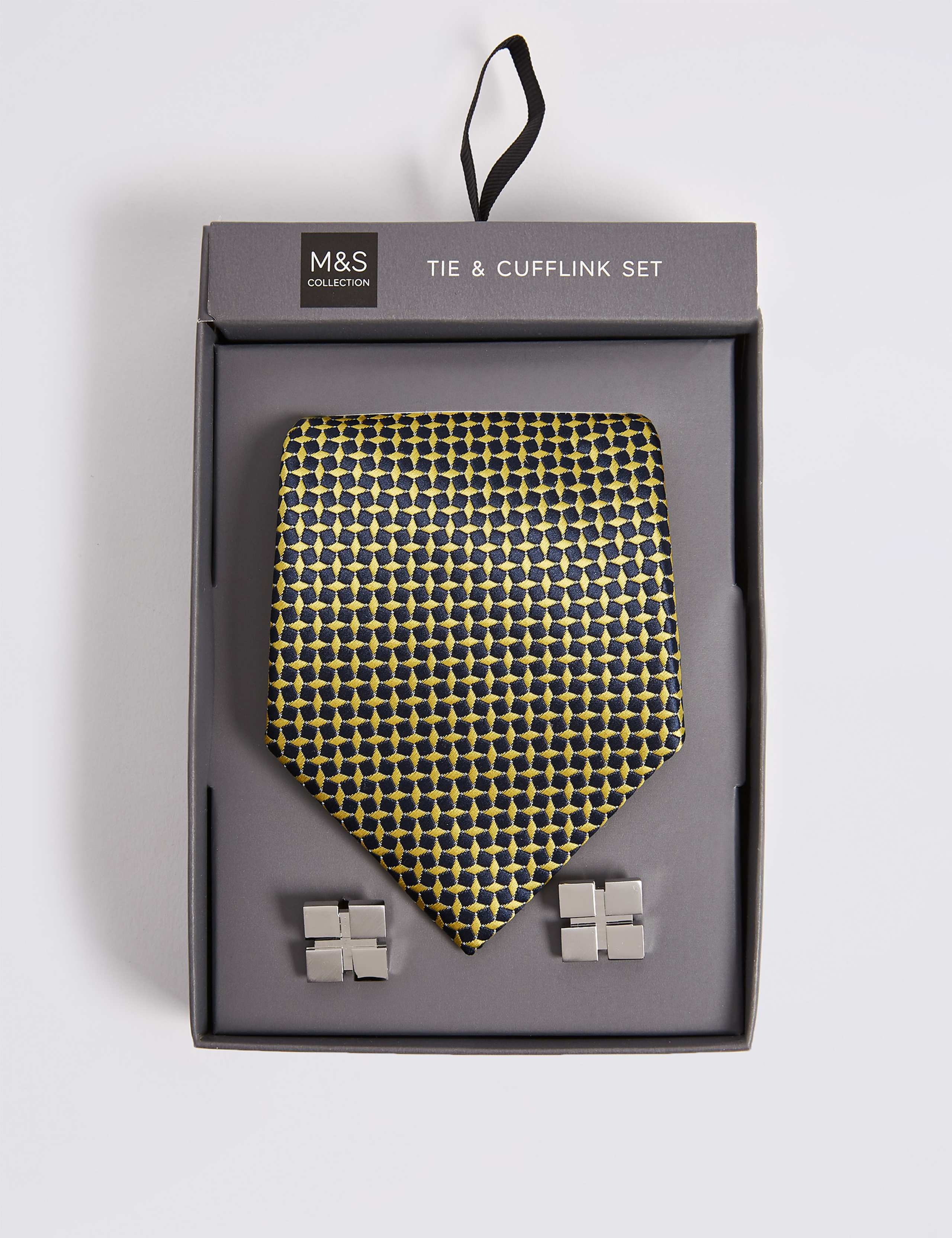 Mini Geometric Tie & Cufflink Set 1 of 4