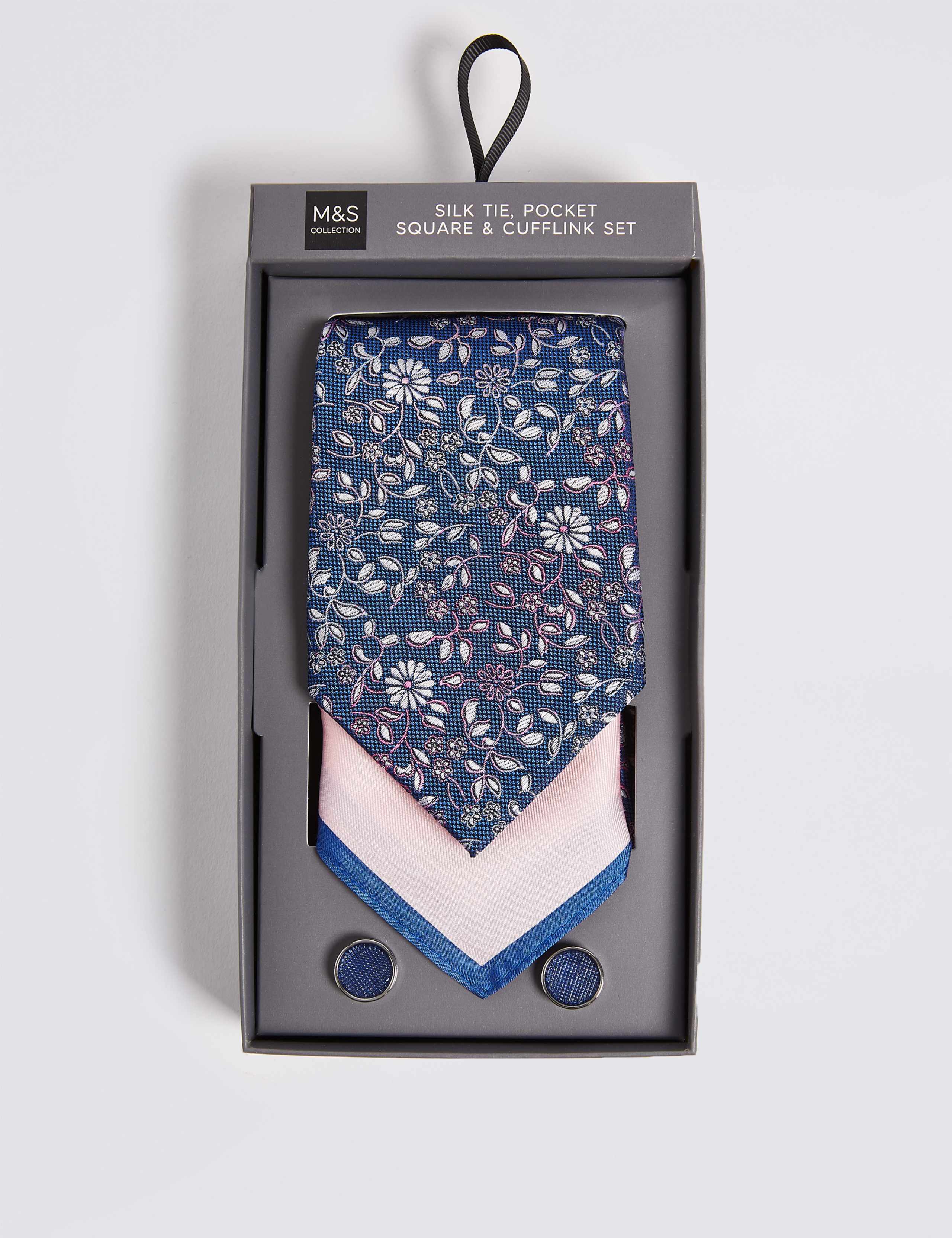 Floral Tie, Hank & Cufflink Set 1 of 6