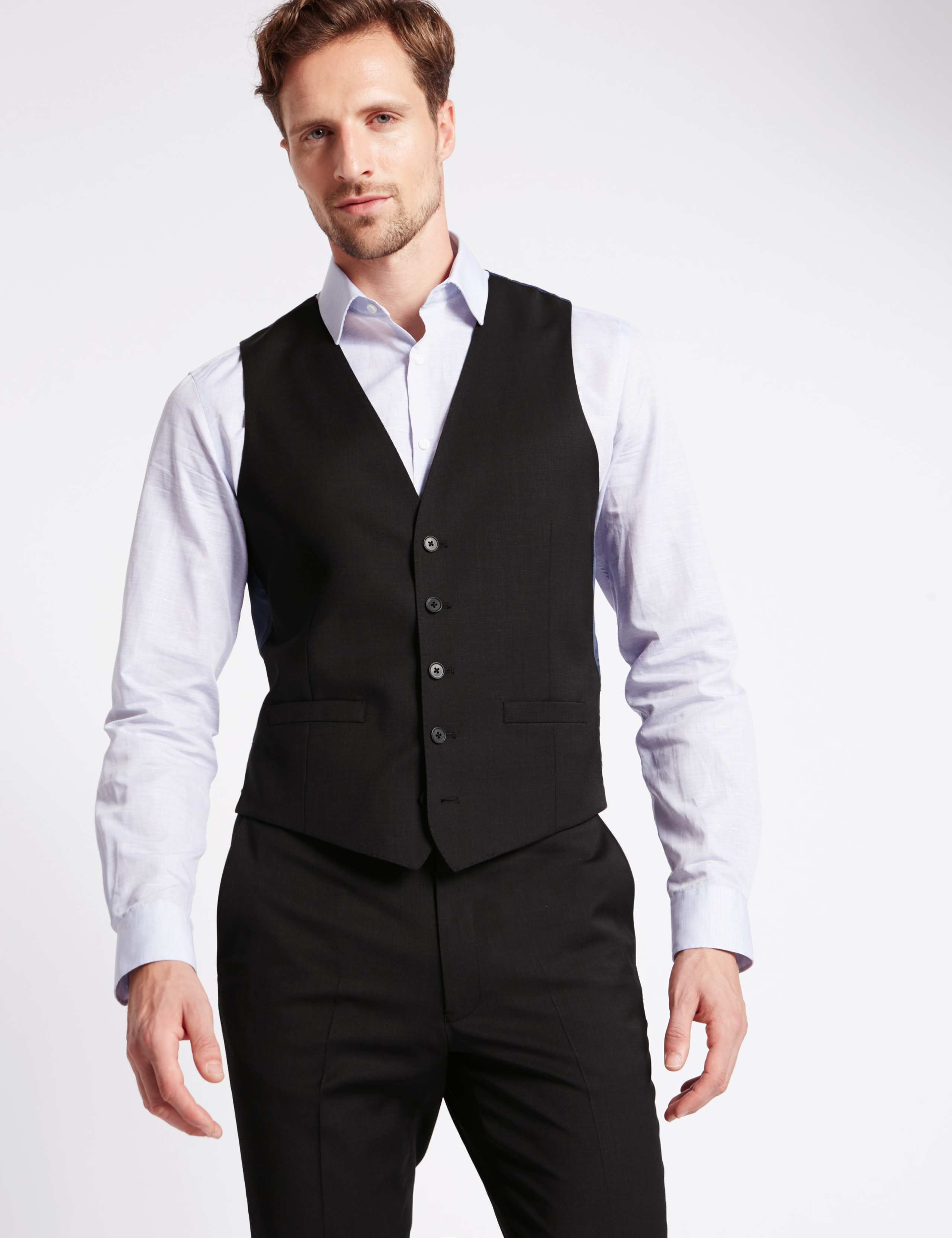 Charcoal Slim Fit Waistcoat 1 of 4