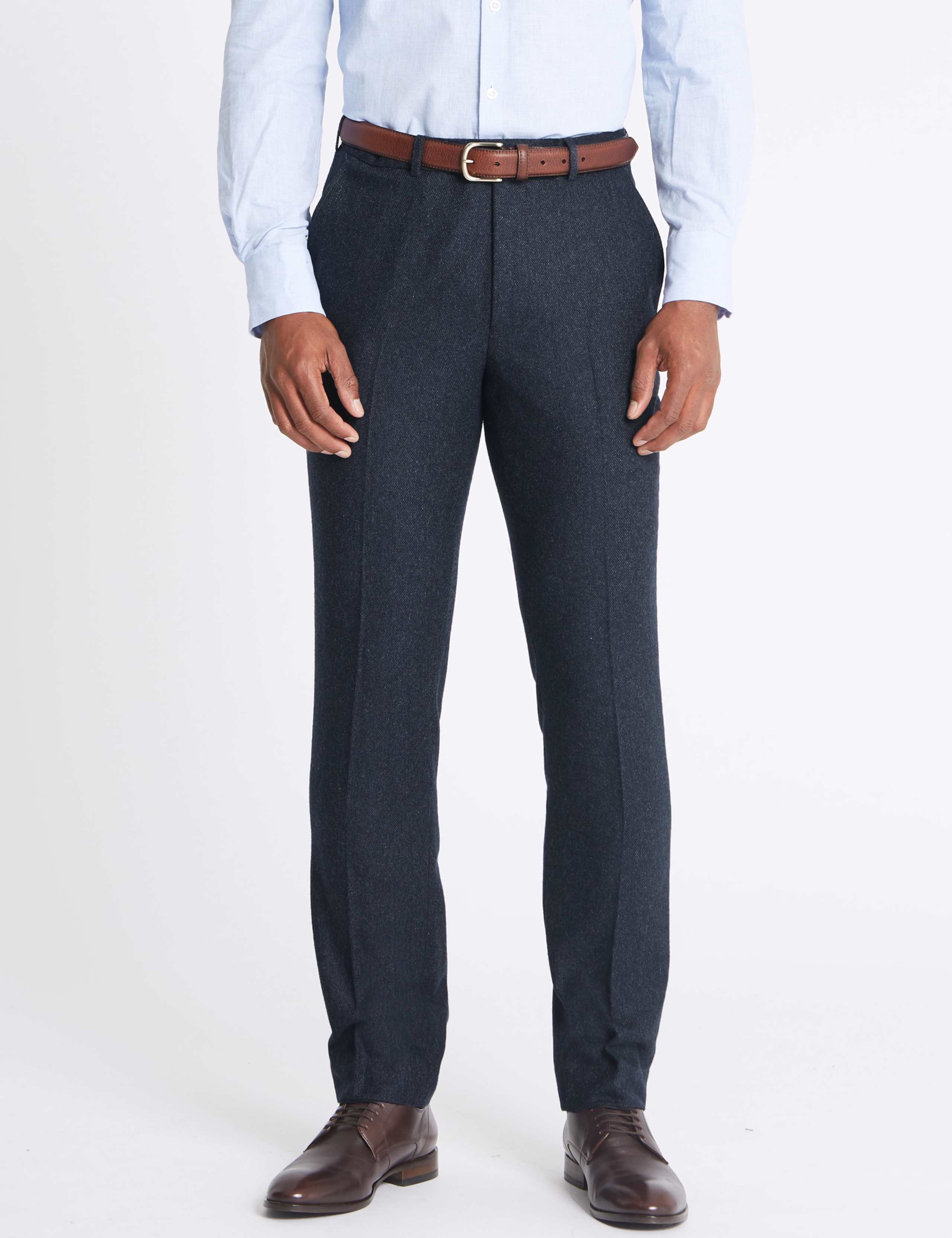 Wool Blend Slim Fit Trousers with Italian Fabric 1 of 5