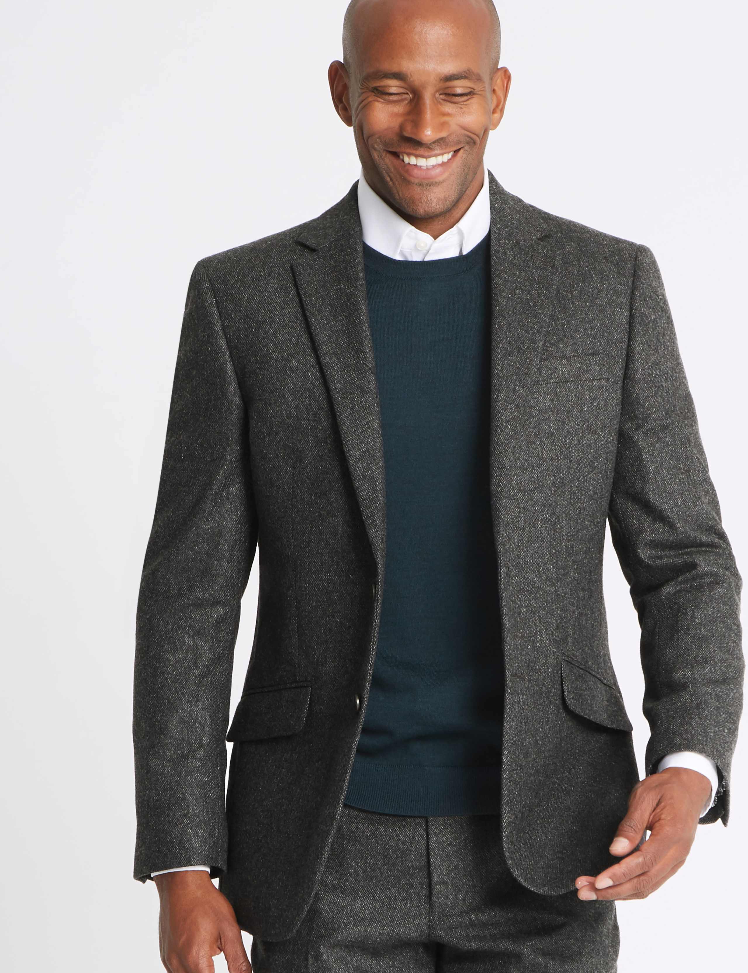 Charcoal Textured Regular Fit Jacket 3 of 9