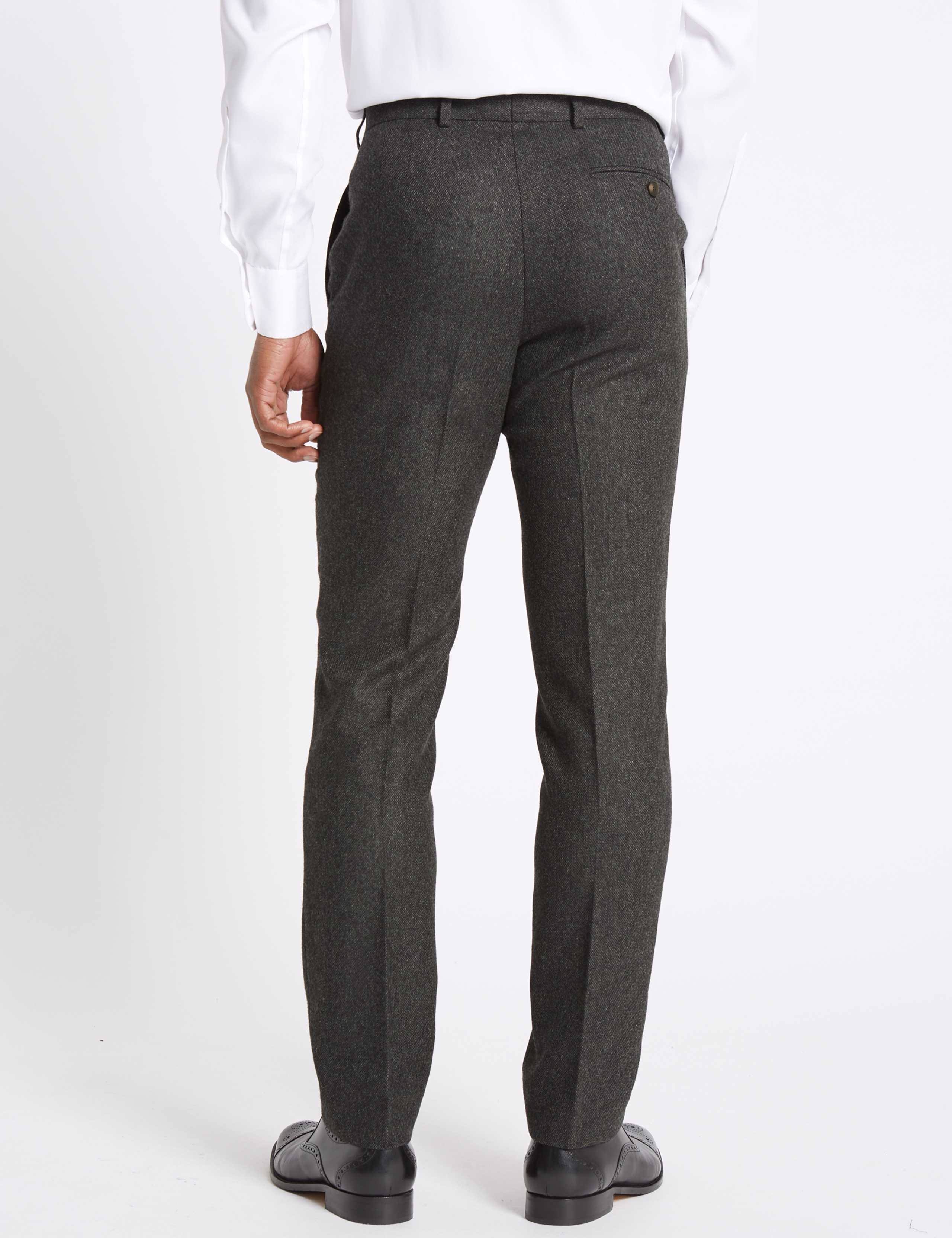 Charcoal Textured Slim Fit Trousers 3 of 5