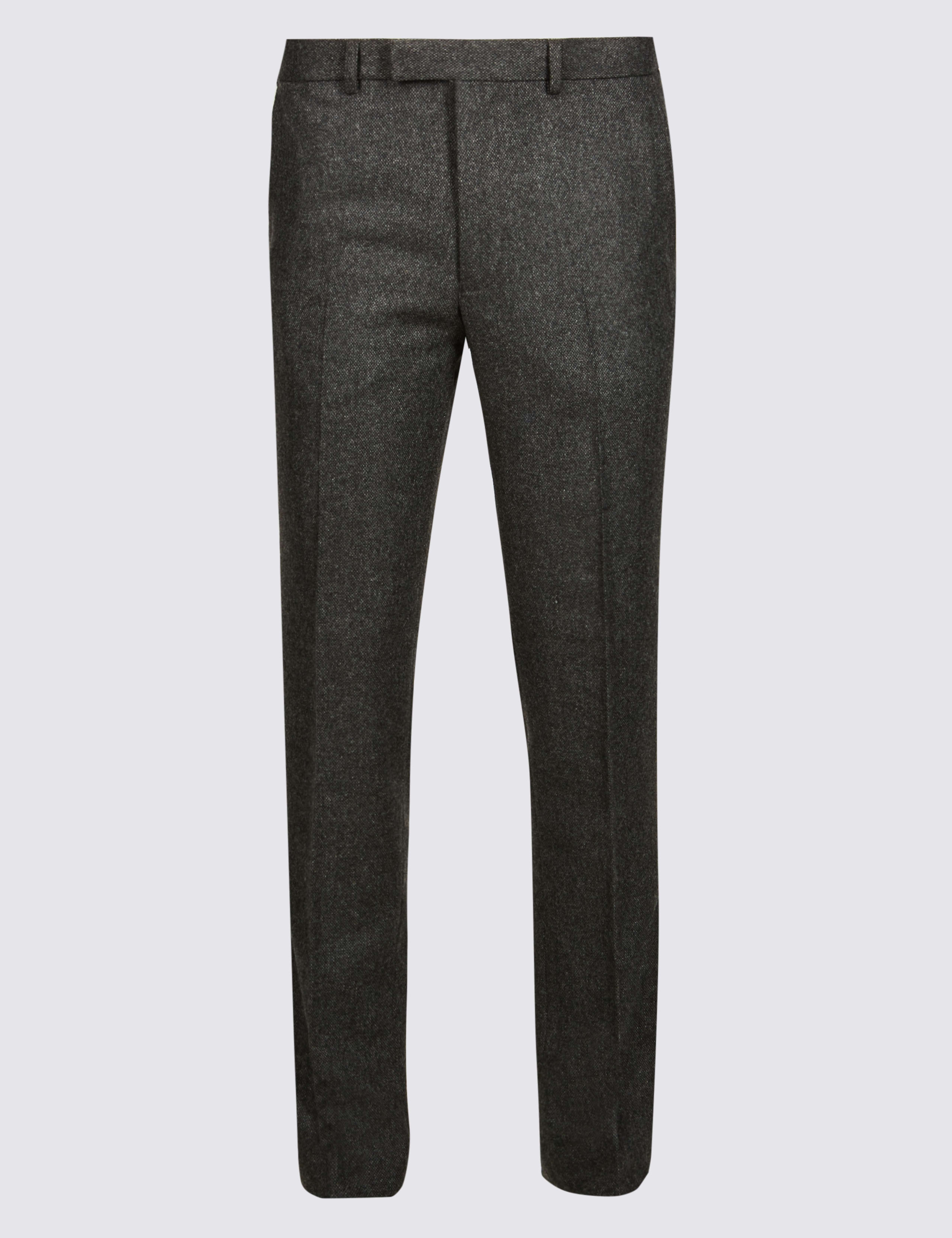 Charcoal Textured Slim Fit Trousers 2 of 5
