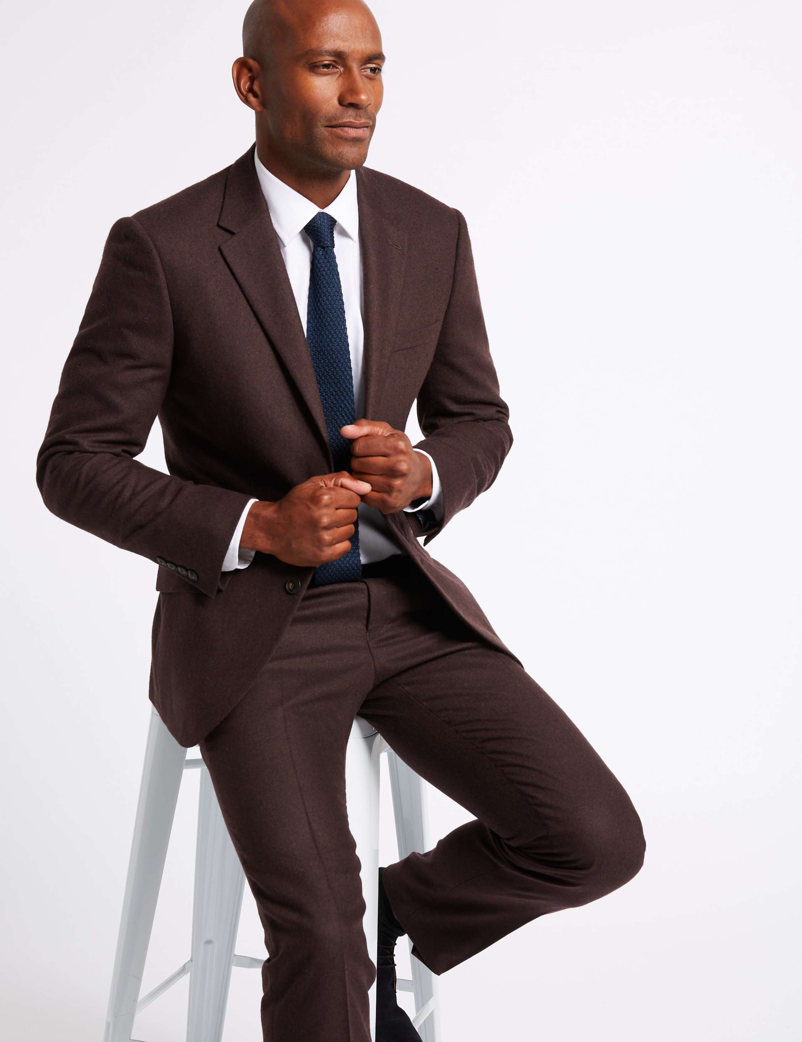 Burgundy Textured Tailored Fit Jacket 2 of 7