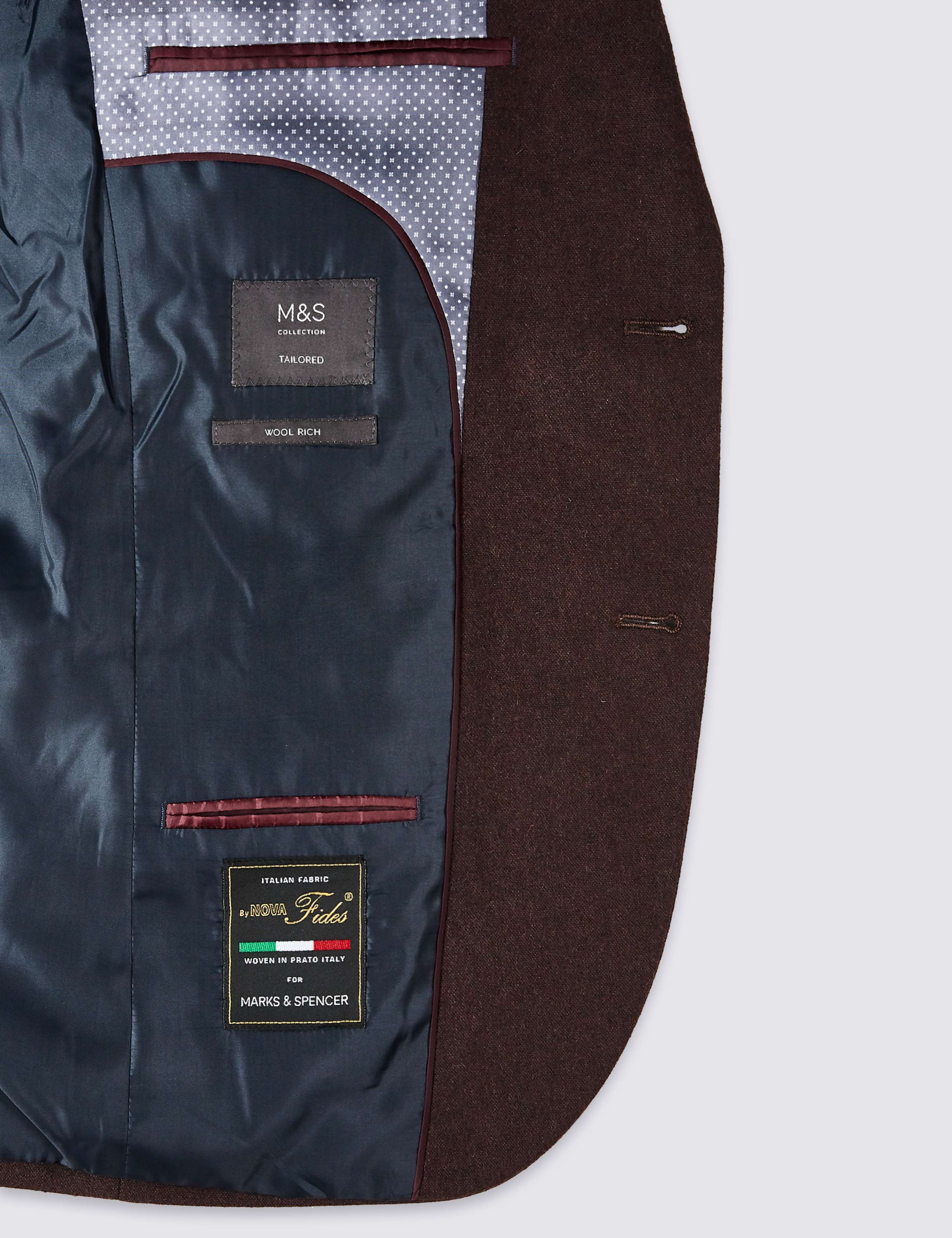 Burgundy Textured Tailored Fit Jacket 6 of 7