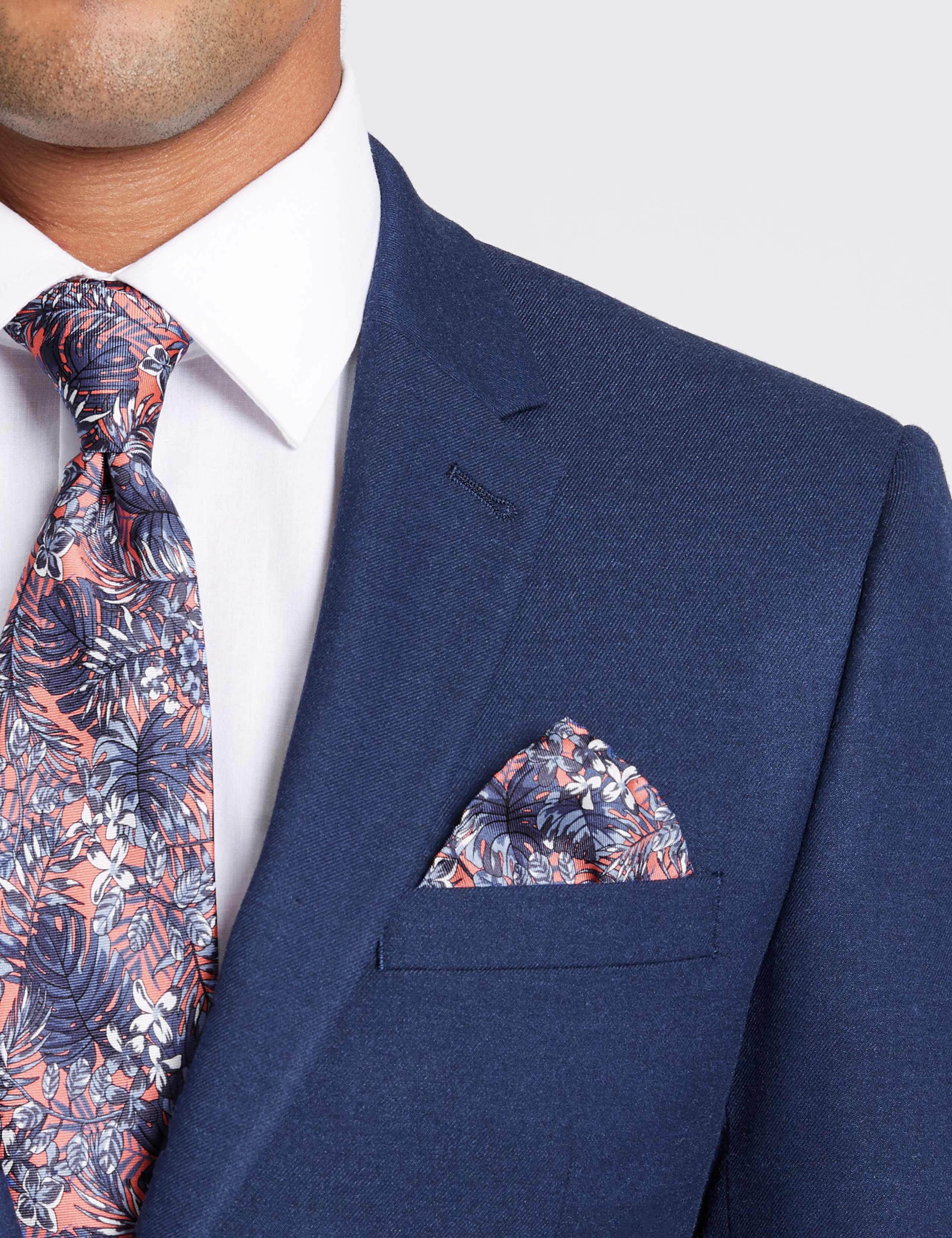 Pure Silk Tropical Leaf print Pocket Square 1 of 1