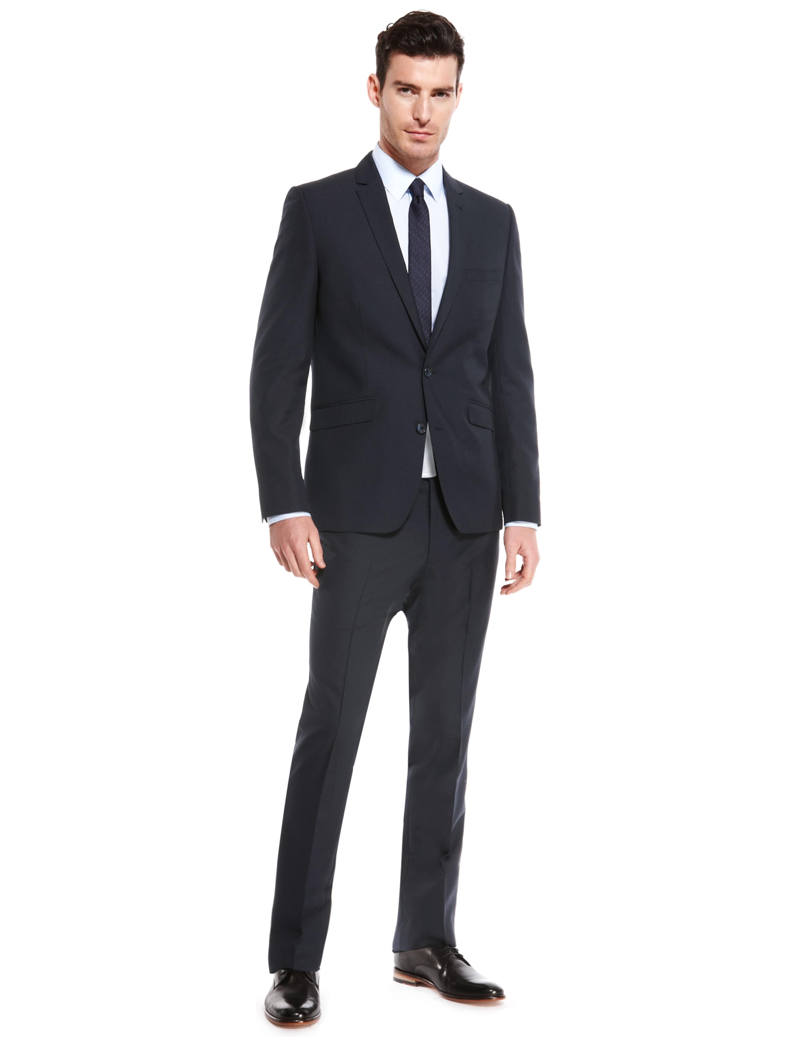 Navy Superslim Flat Front Trousers 4 of 6