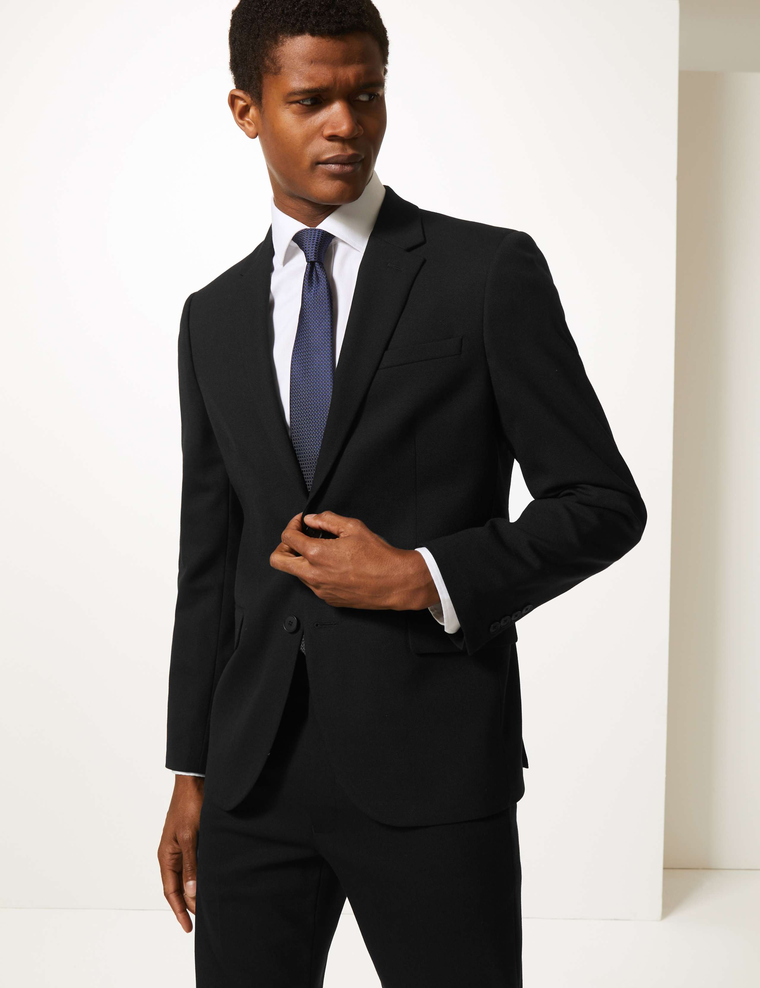 Big & Tall Black Textured Slim Fit Jacket 3 of 5