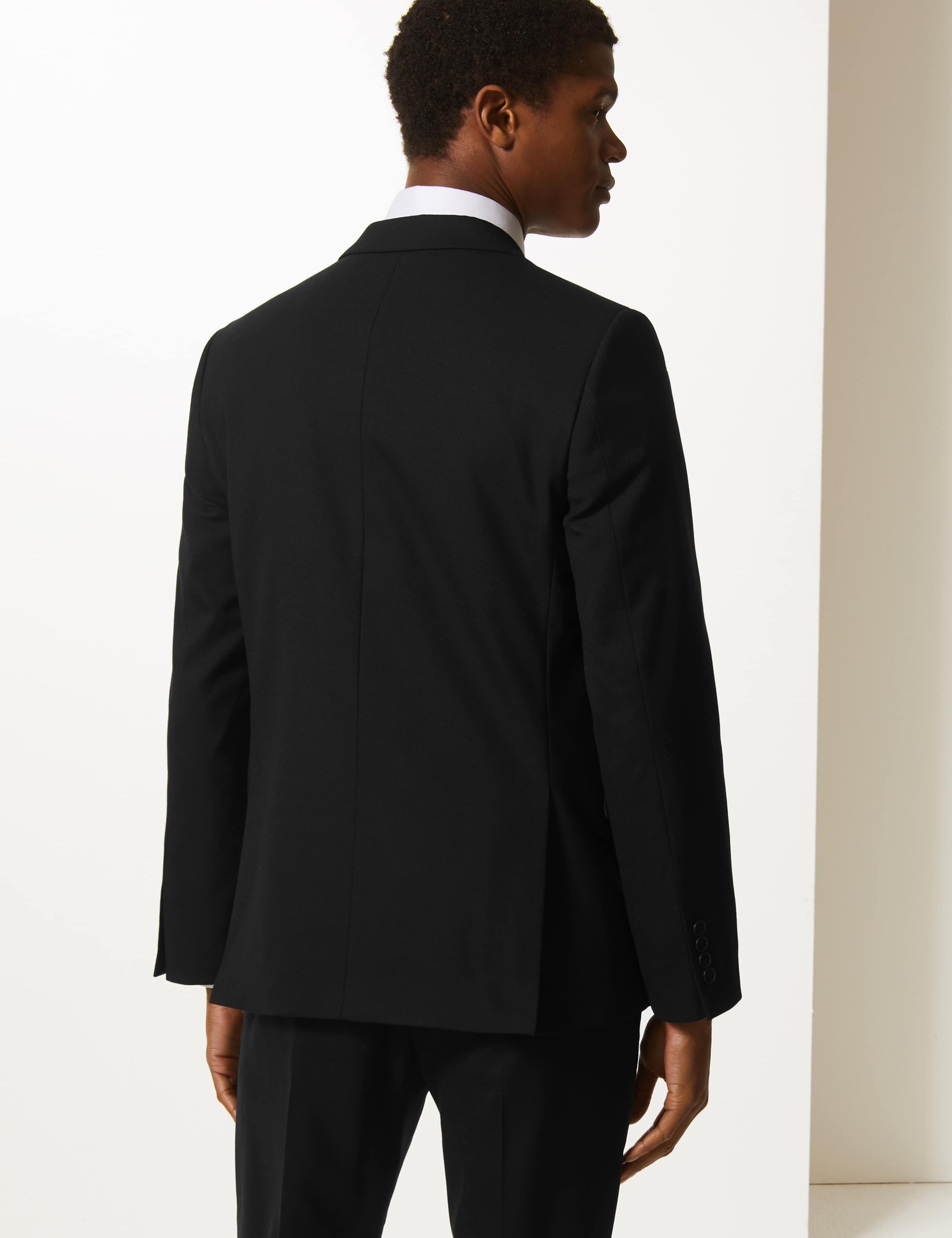 Big & Tall Black Textured Slim Fit Jacket 4 of 5