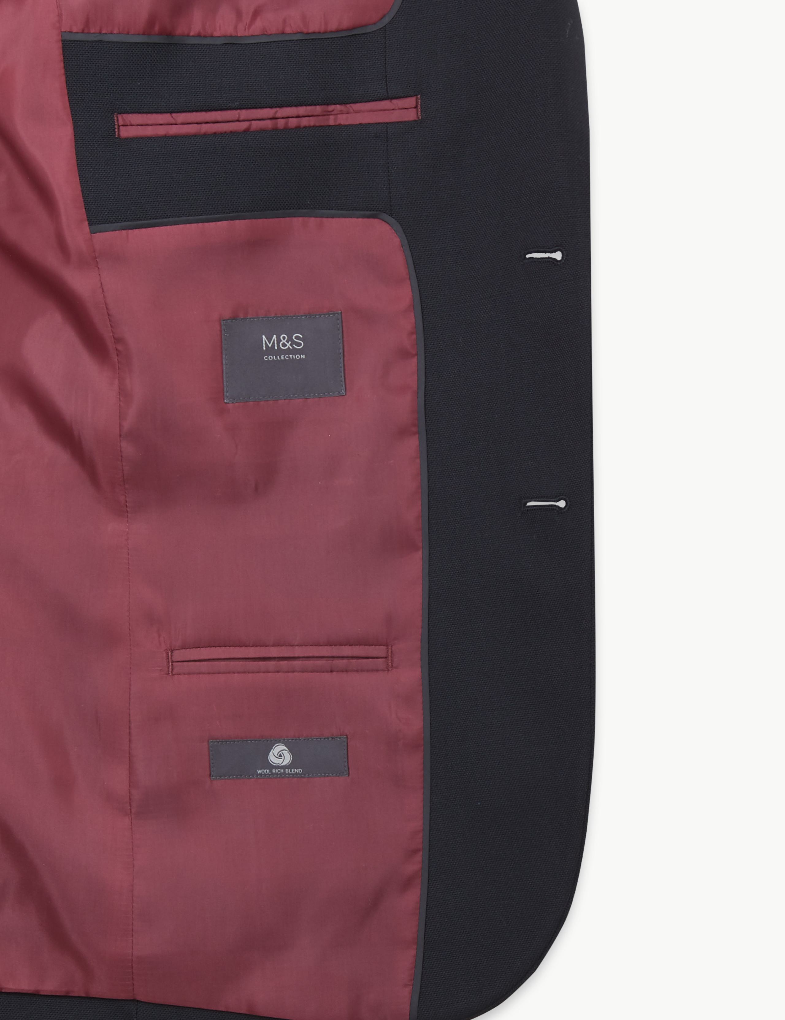 Big & Tall Black Textured Slim Fit Jacket 5 of 5