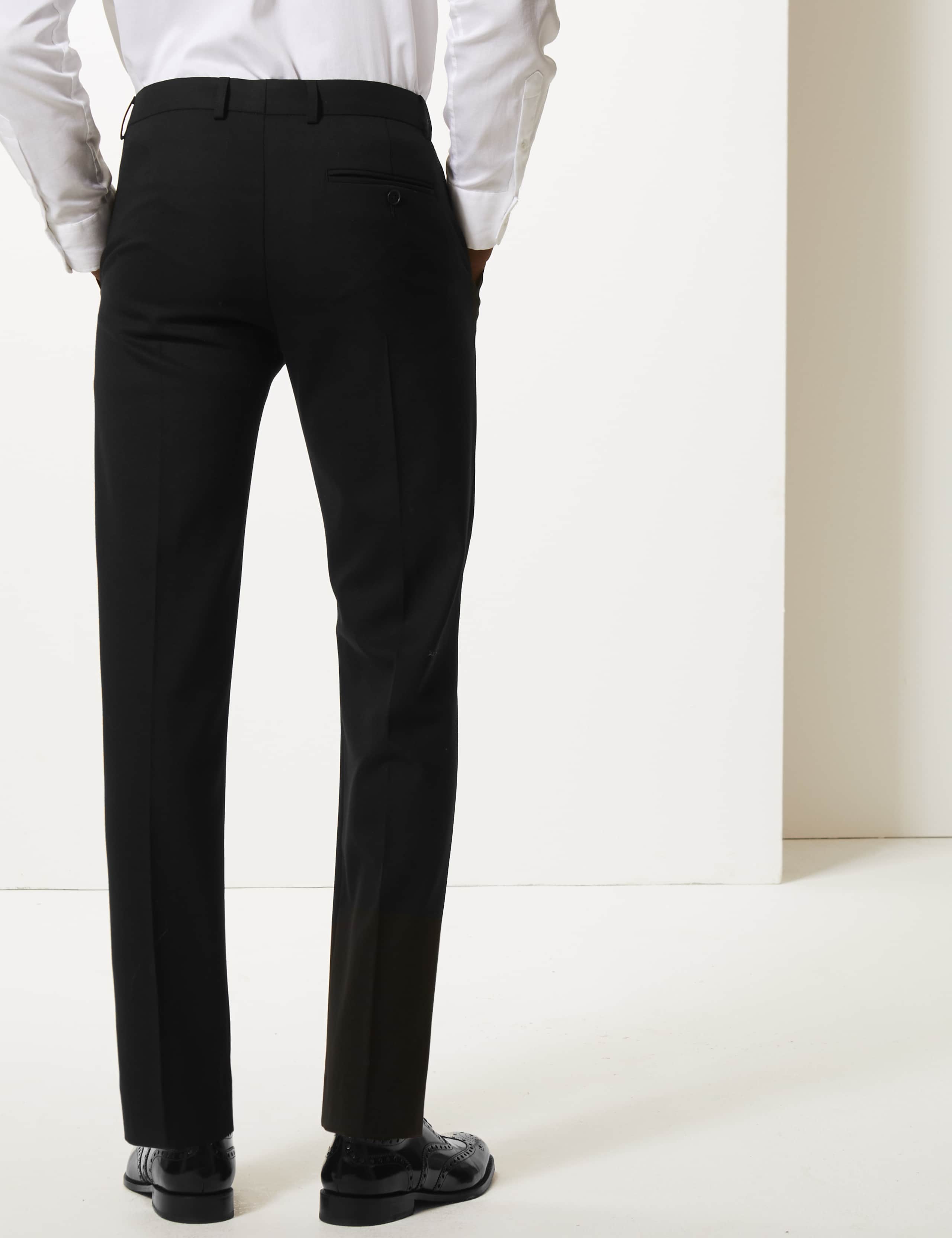 Big & Tall Black Textured Slim Fit Trousers 4 of 5