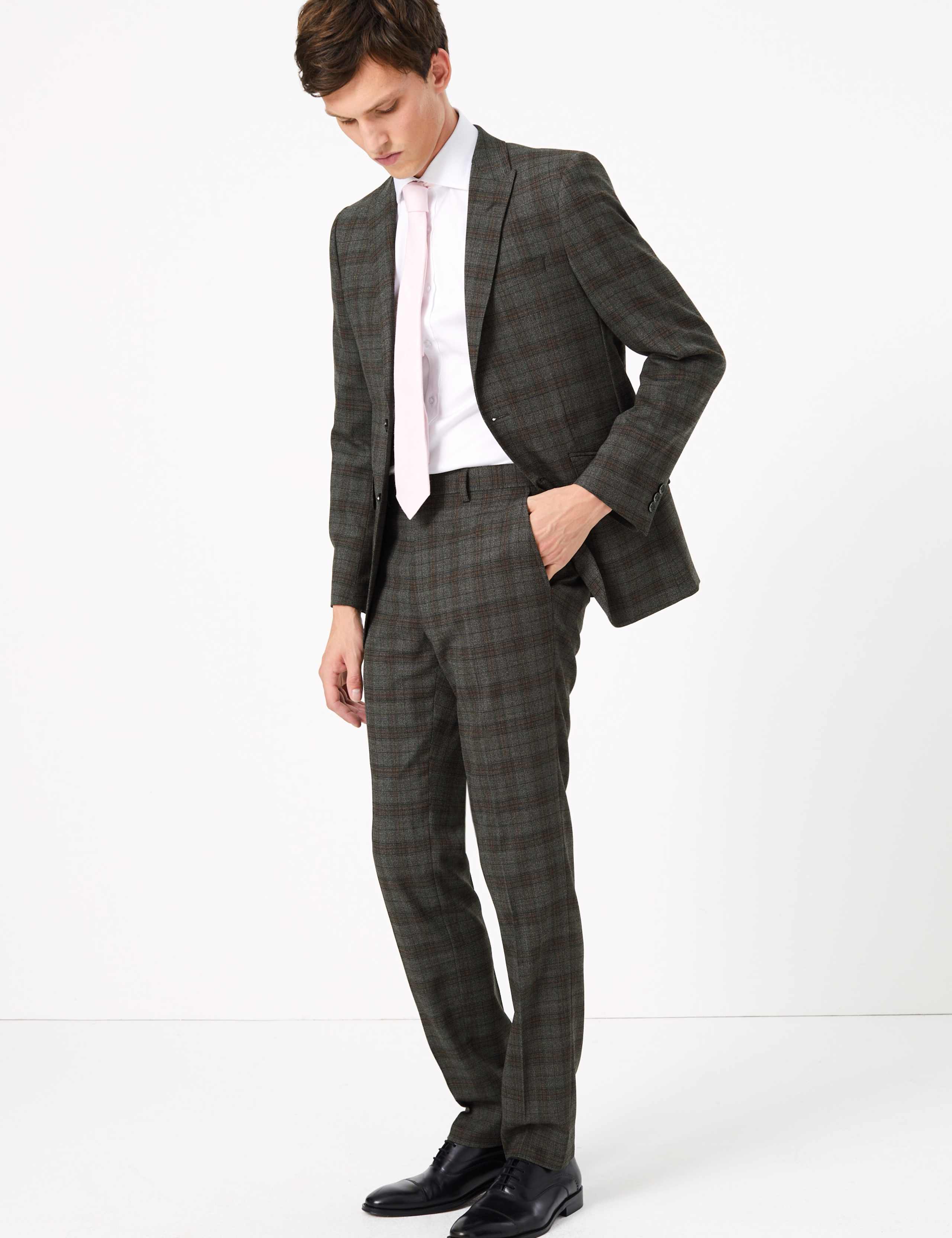 Slim Fit Wool Blend Checked Jacket 1 of 7