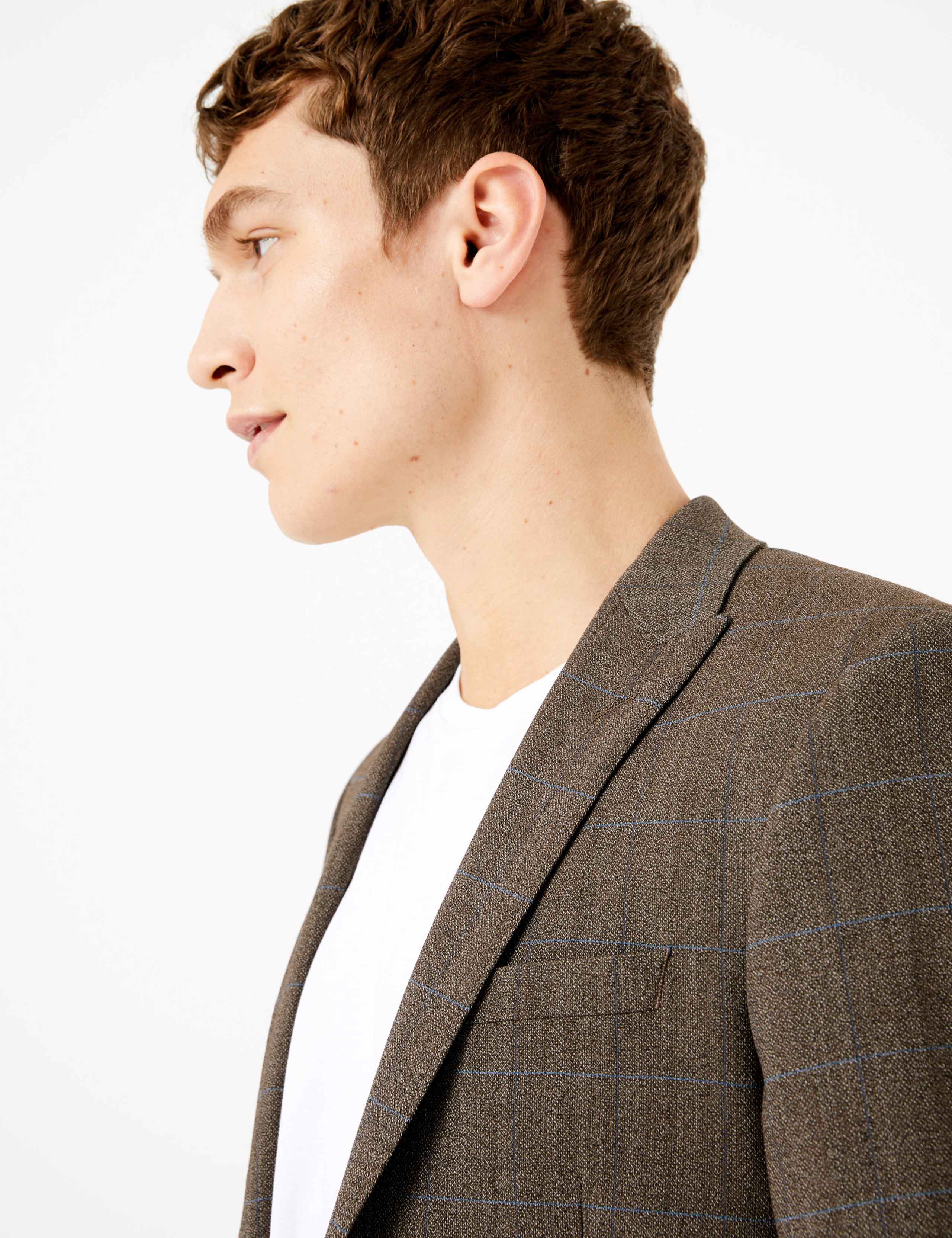 Brown Checked Slim Fit Jacket 3 of 8